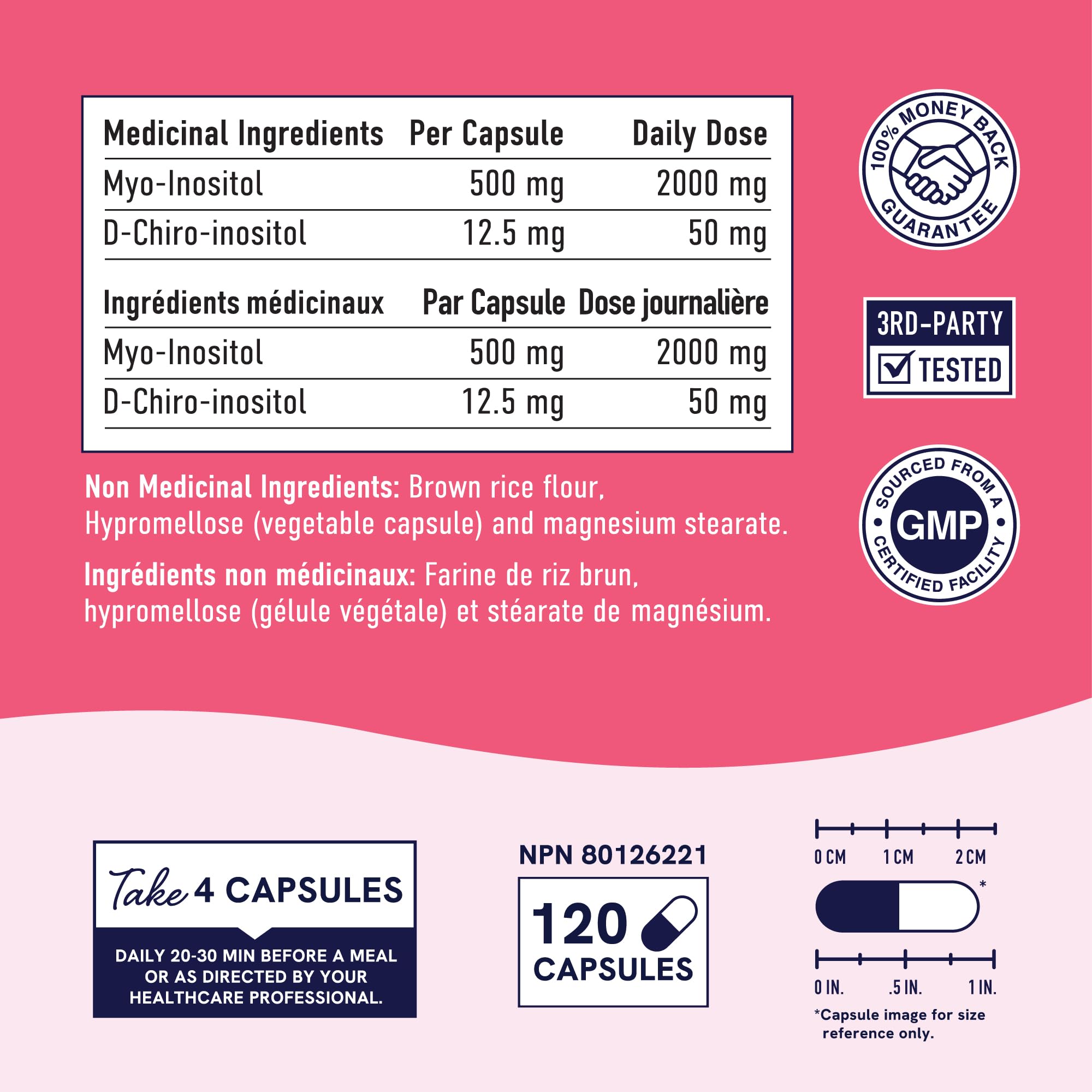 Inositol | Hormone Balance for Women | Myo-Inositol & D-Chiro | Ideal 40:1 Ratio | Myoinositol 2000mg, D Chiro 50mg | Regulate Menstrual Cycle & Support Ovarian Health | 120 Ct (1 Month Supply) 🍁 All In One Marketplace Canada