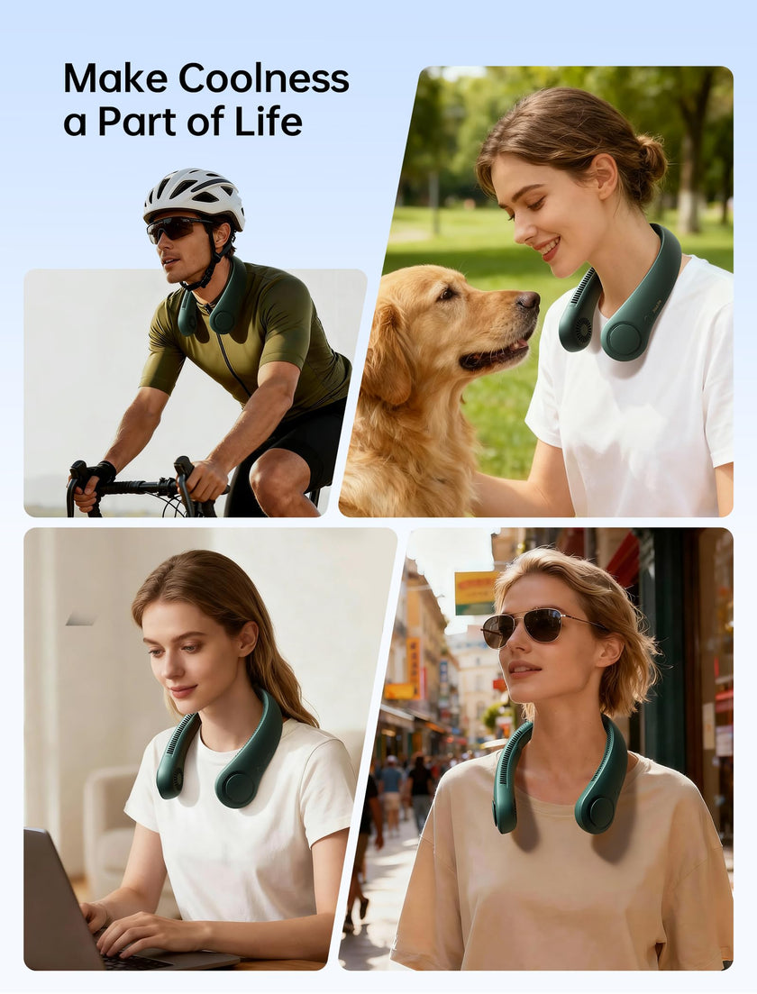JISULIFE Portable Neck Fan, Hands Free Bladeless Hanging Sport Fan, 4000 mAh Battery Operated Wearable Personal Fan, Leafless, Rechargeable, Headphone Design, USB Powered,5 Speeds-Dark Green 🍁 All In One Marketplace Canada