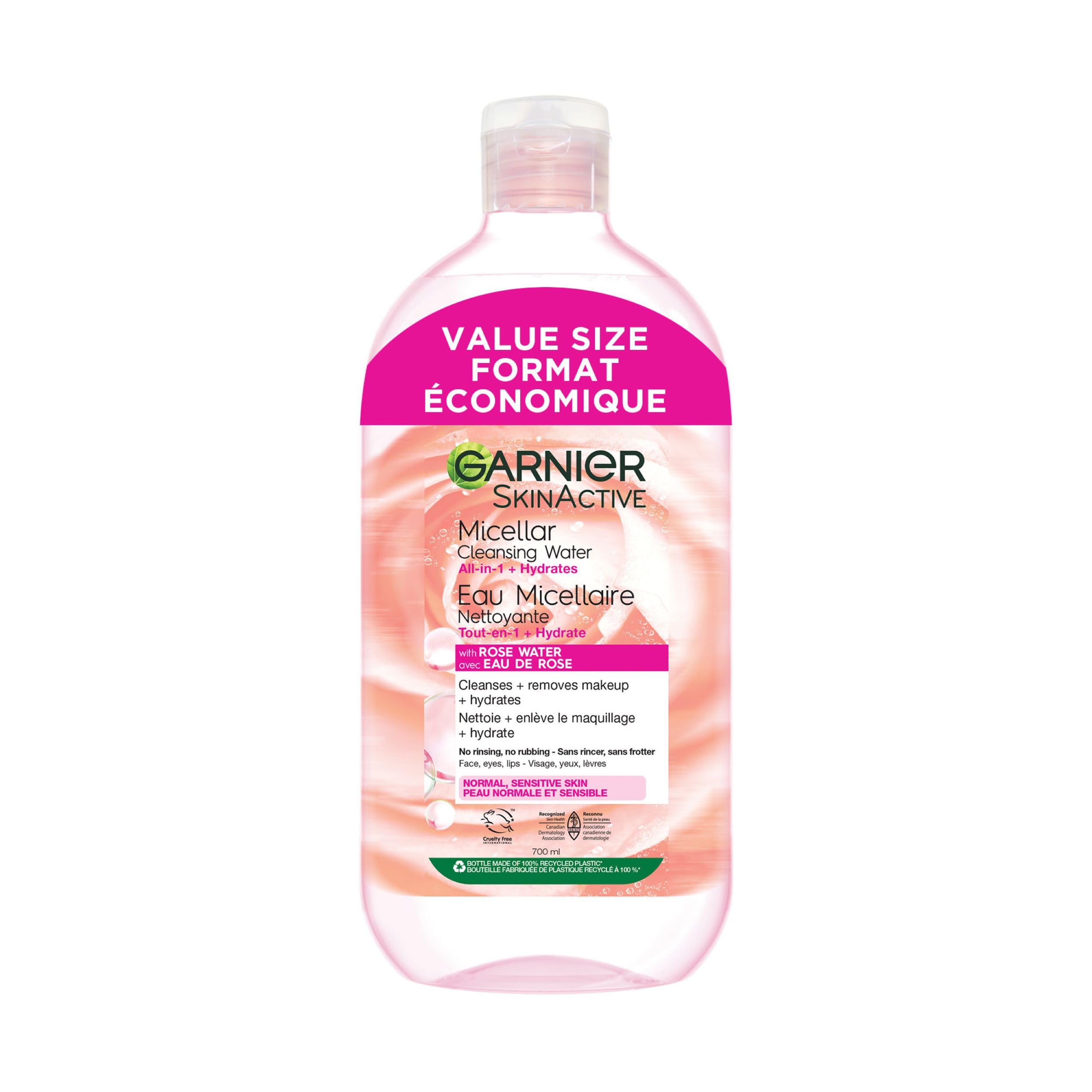 Garnier Micellar Cleansing Water, All-In-One Hydrating Makeup Remover, Face Cleanser With Rose Water & Glycerin, Hypoallergenic, Sensitive to Dry Skin, 700ml 🍁 All In One Marketplace Canada