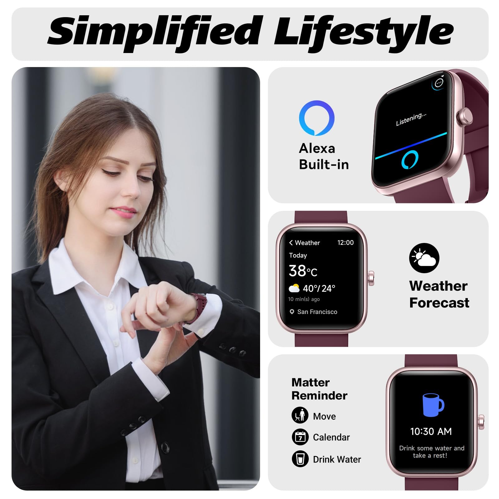 Smart Watch for Men Women with Bluetooth Call, Alexa Built-in, Heart Rate & Sleep Monitor, 1.83