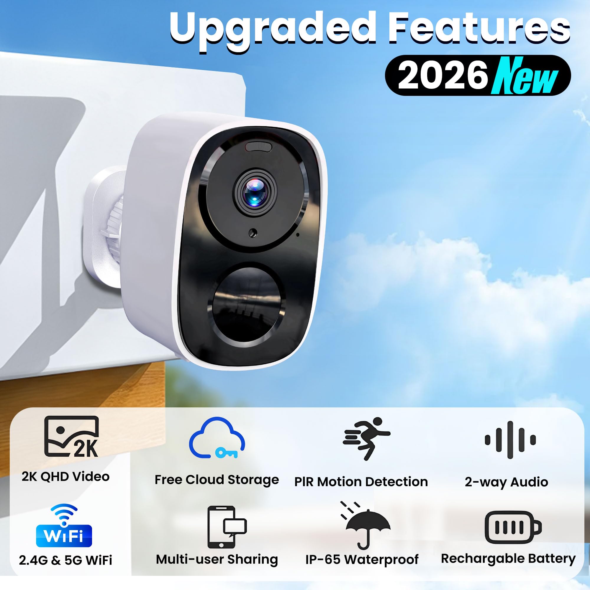 2026 Upgraded 2K Security Cameras Wireless Outdoor, Free Cloud Storage, 1-5 Months Battery Life, AI Motion Detection Spotlight Siren Alarm WiFi Surveillance Outdoor Camera, 2-Way Talk, Waterproof 🍁 All In One Marketplace Canada