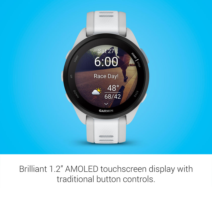 Garmin Forerunner® 165, Running Smartwatch, Colorful AMOLED Display, Training Metrics and Recovery Insights, Whitestone 🍁 All In One Marketplace Canada