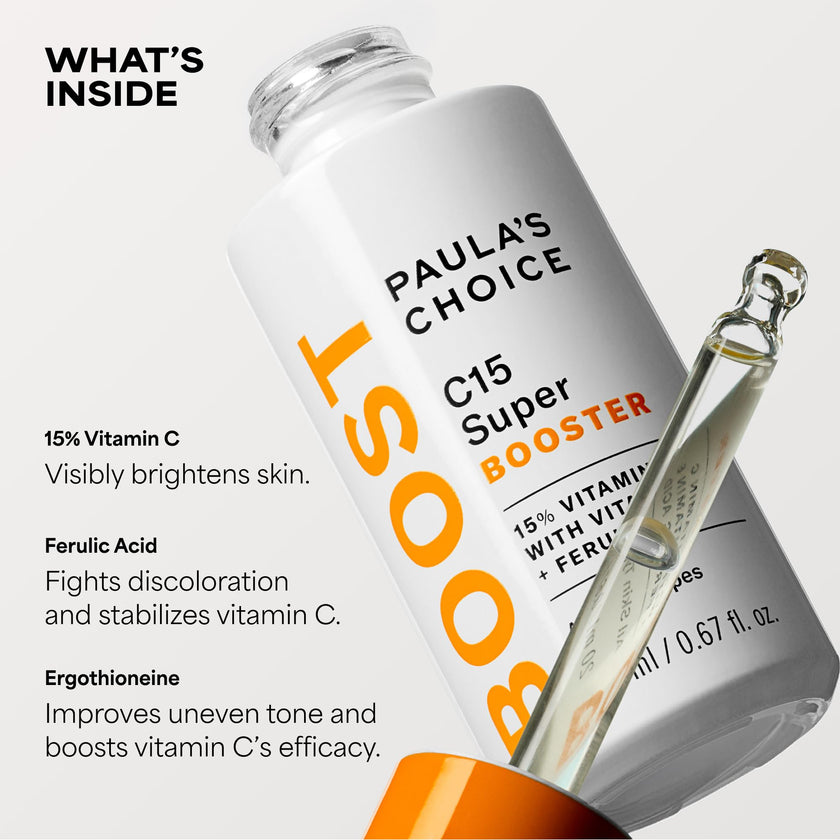 Paula's Choice C15 Super Booster, 15% Vitamin C with Vitamin E & Ferulic Acid, Brightening Serum for Discolouration, Dark Spots & Wrinkles, Fragrance-Free, 20 mL 🍁 All In One Marketplace Canada