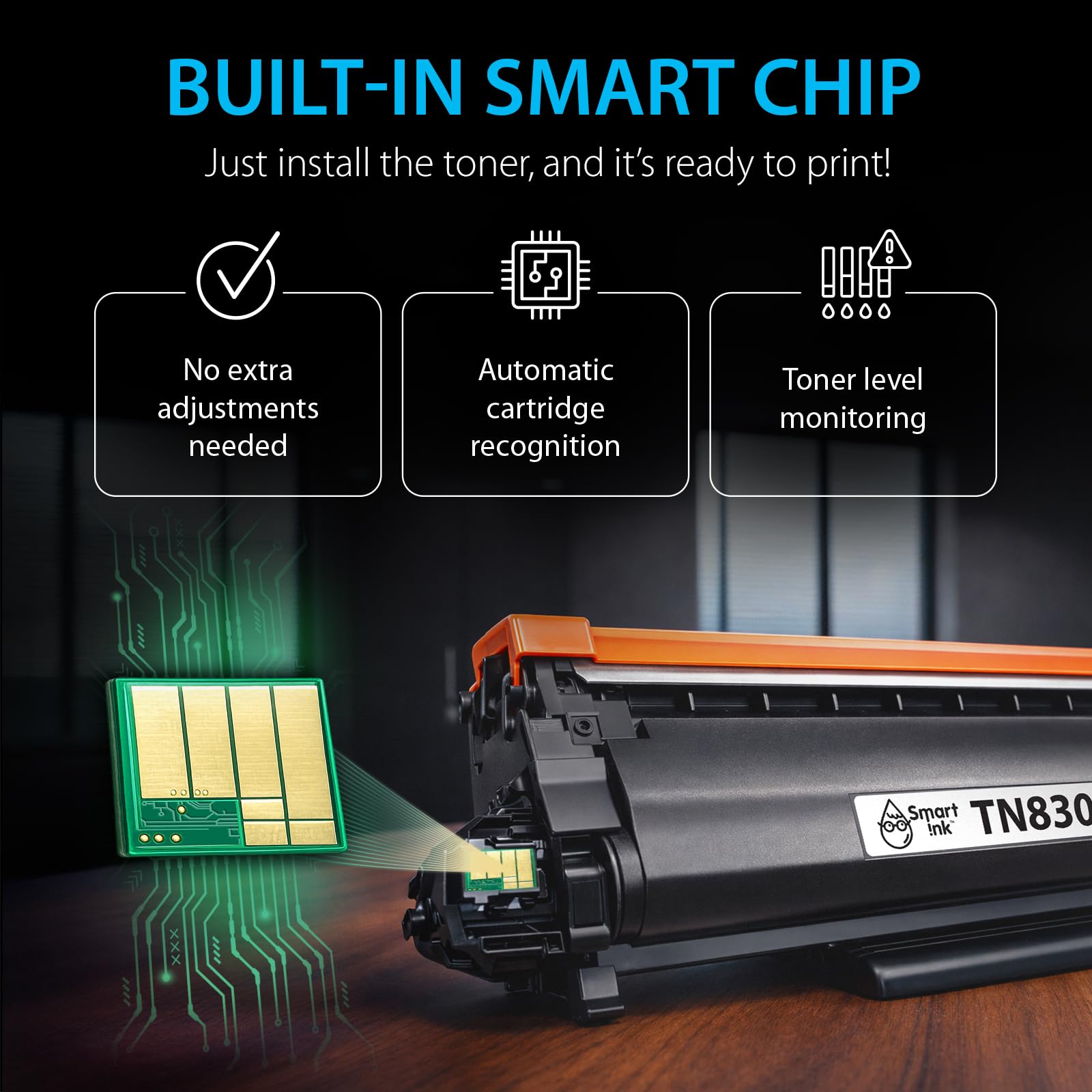 Smart Ink Compatible TN830XL Toner Cartridge Replacement for Brother TN830XL TN830BK TN830 XL with CHIP (2 Pack) to use with DCP-L2640DW HL-L2460DW MFC-L2820DW HL-L2400D HL-L2405W HL-L2865DW Printers 🍁 All In One Marketplace Canada