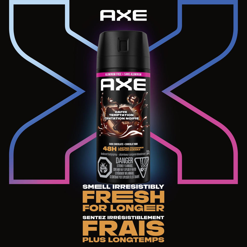 AXE Dark Temptation Deodorant Body Spray for 48-Hour odour protection, Dark Chocolate Aluminum-free Deodorant, 113g (Pack of 4) 🍁 All In One Marketplace Canada
