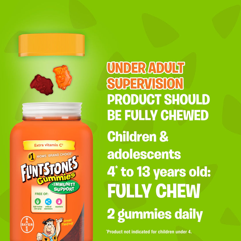FLINTSTONES Kids Multivitamin Gummies Plus Immunity Support- Multivitamins for Kids, Kids Gummy With Zinc and Extra Vitamin C‡, Free of Artificial Sweeteners, Free of Aspartame, Free of Synthetic FD&C Dyes, 180 Gummies 🍁 All In One Marketplace Canada
