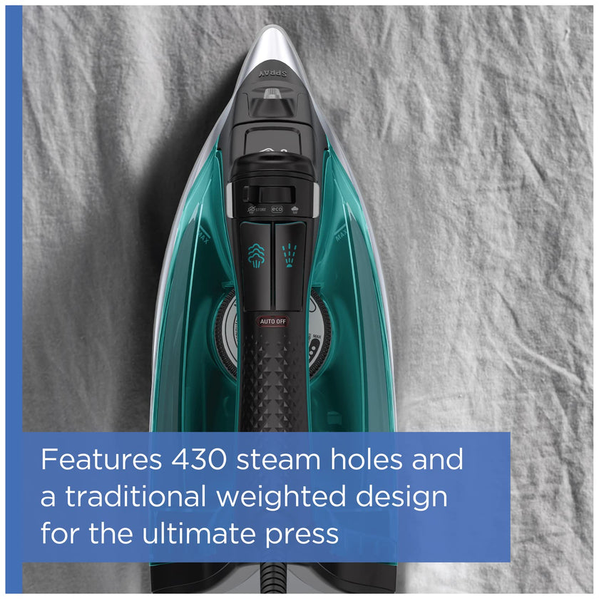 Rowenta Pro Master Stainless Steel Soleplate Steam Iron for Clothes, 1775 Watts, 210 g/min, 400 Microsteam Holes, Anti-Drip, Auto Shutoff, Powerful Steam, DW8360, Black & Blue 🍁 All In One Marketplace Canada