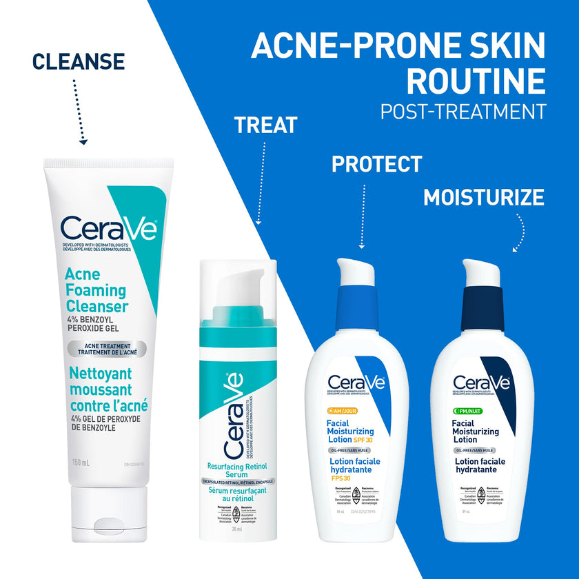 CeraVe 4% Benzoyl Peroxide Acne Treatment Foaming Cleanser Face & Body Wash, with Hyaluronic Acid and Niacinamide. Helps Clear Acne Pimples and prevent breakouts. Gentle Gel, Fragrance-Free, 150ML 🍁 All In One Marketplace Canada