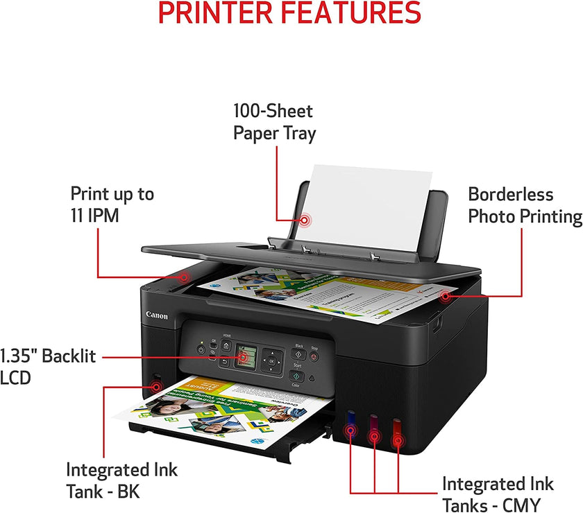 Canon PIXMA G3270 - MegaTank Ink Tank Wireless Printer, Colour All-in-One, Printer, Scanner, Copier, Mobile Friendly, Black 🍁 All In One Marketplace Canada