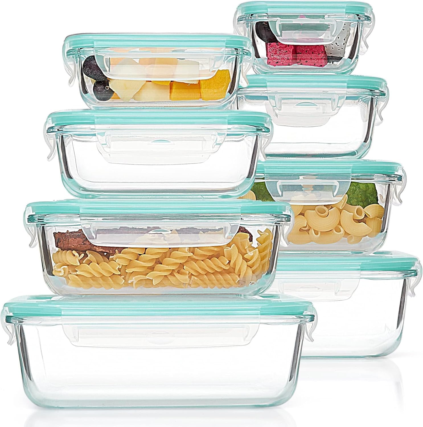 Vtopmart 8 Pack Glass Container Food Storage, Meal Prep Containers, Airtight Lunch Boxes with Leak Proof Locking Lids, for Microwave, Oven, Freezer and Dishwasher, Green 🍁 All In One Marketplace Canada