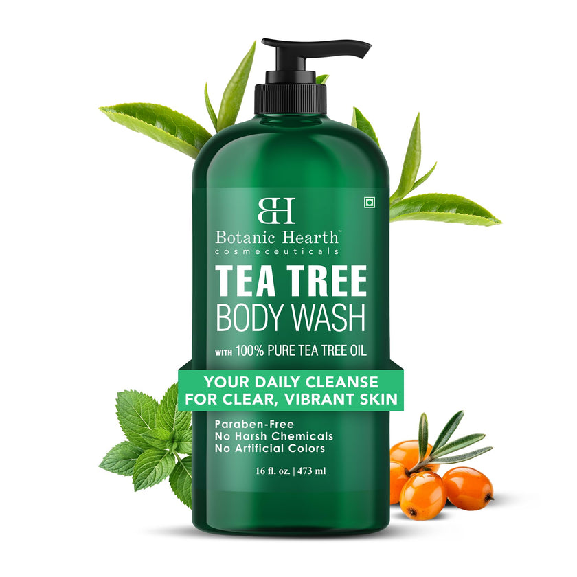 Botanic Hearth Tea Tree Body Wash | Shower Gel - 16 fl oz Helps Nail Conditions Athletes Foot Ringworms Jock Itch & Body Odor Soothes Itching & Promotes Healthy Skin and Feet Naturally Scented 🍁 All In One Marketplace Canada