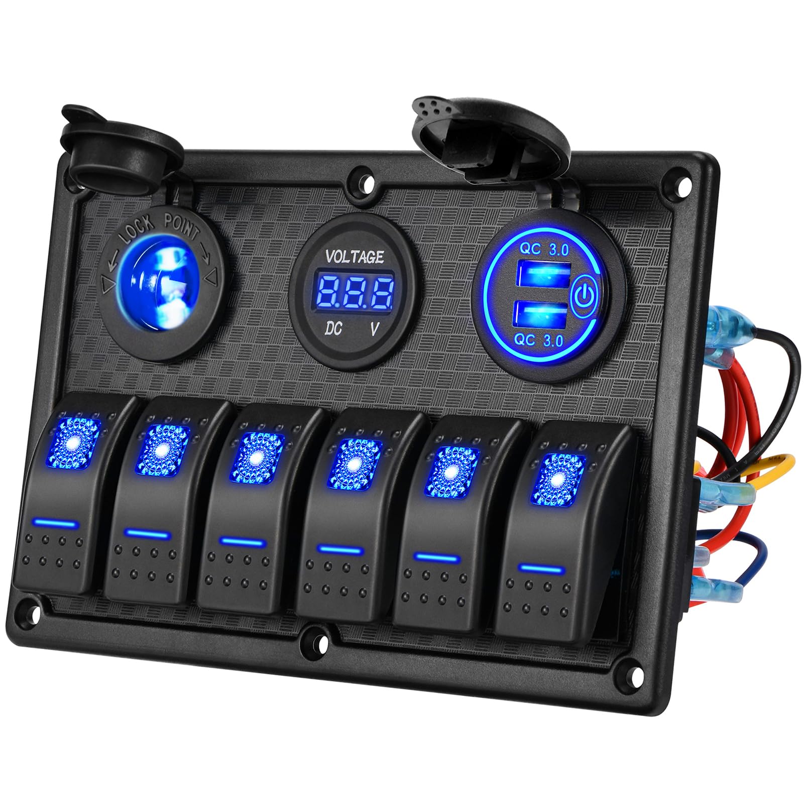 Kohree 6 Gang 12V Switch Panel with Dual QC3.0 USB Slot Socket 🍁 All In One Marketplace Canada