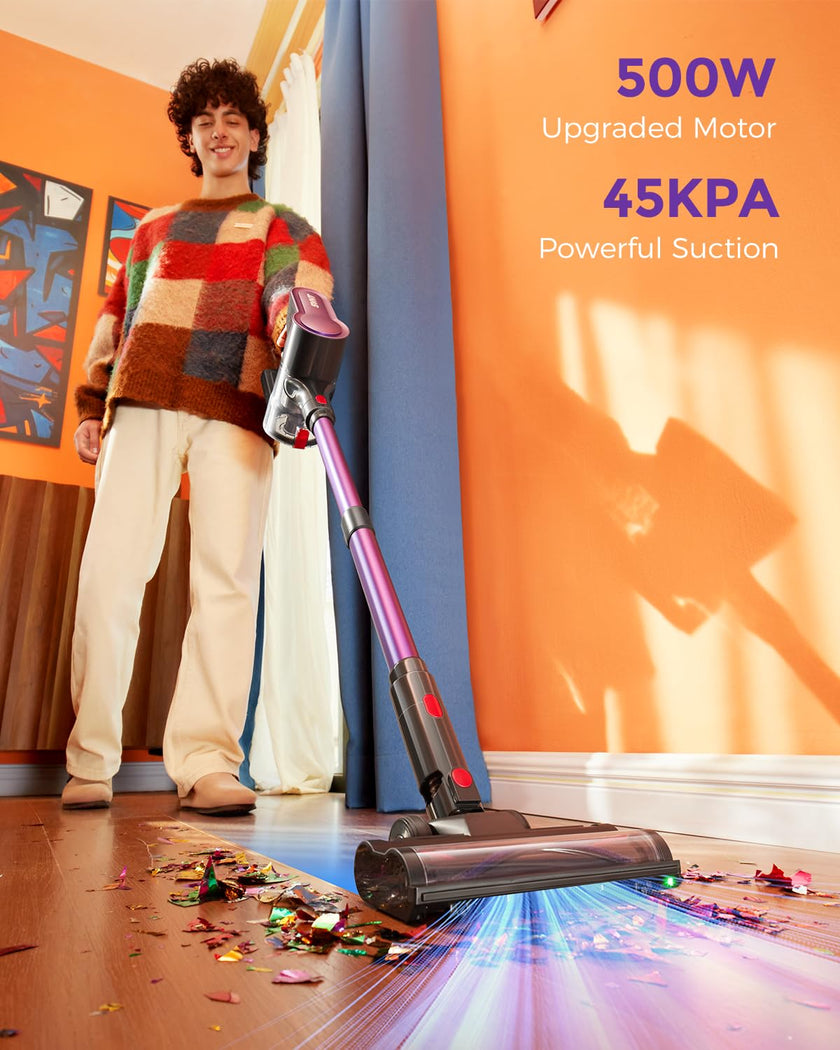 Cordless Vacuum Cleaner, 500W 45KPA 50Mins Stick Vacuum Cleaners for Home with LED Light, Self-Standing, Anti-Tangle Brush & 1.6L Dust Cup, Lightweight Vacuum for Pet Hair, Carpets, Hard Floors 🍁 All In One Marketplace Canada