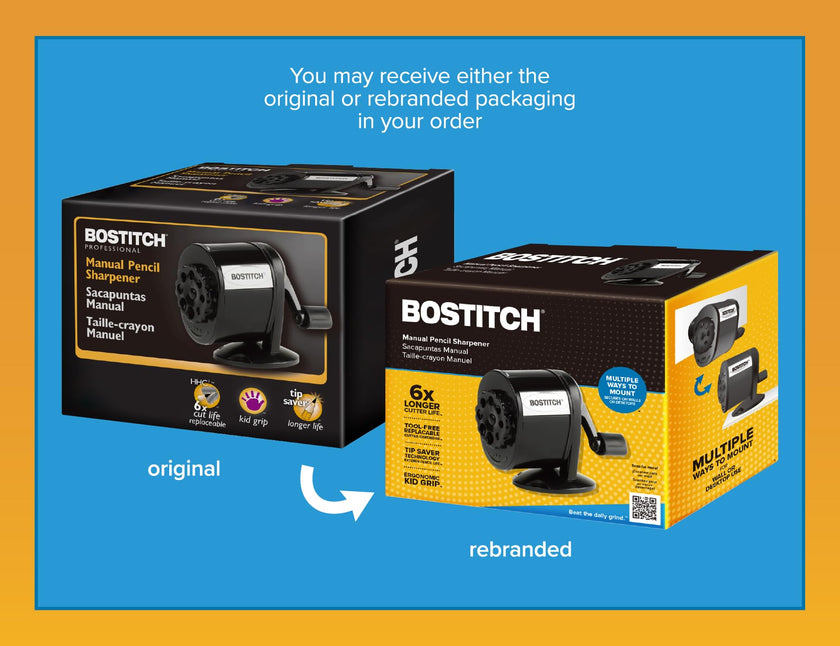 Bostitch Office Wall Mount Manual Pencil Sharpener, Tip Saver, 8 Hole Dial, 6X Longer Cutter Life, Vertical or Horizontal Mounting Black (MPS1-BLK) 🍁 All In One Marketplace Canada