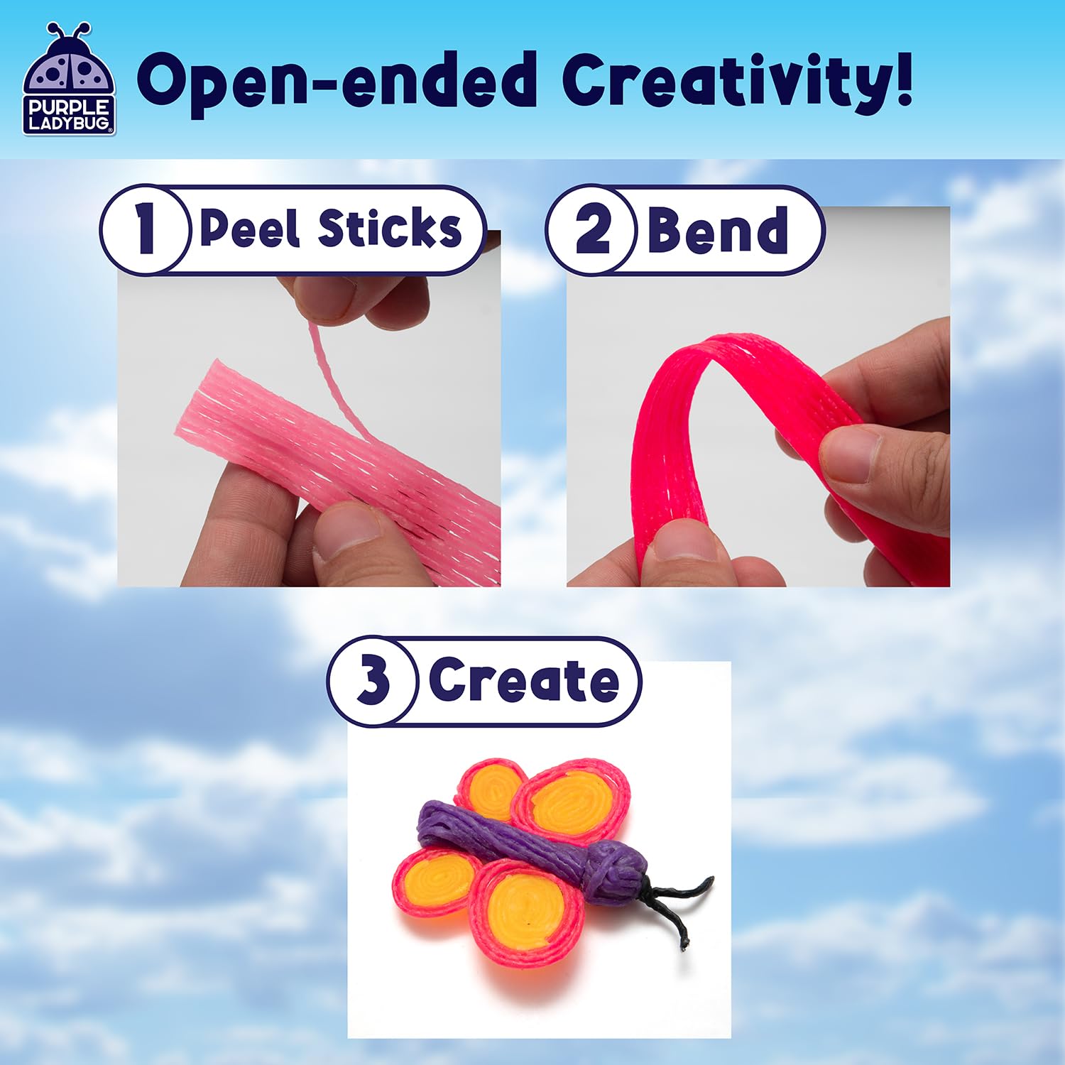 Purple Ladybug 300 Bendable Wax Craft Stix - Fun Roadtrip and Travel Activities, Arts & Crafts for Kids 6-8, Boys & Girls Gifts 4-12 Years Old, Birthday Party Favors for Kids, Loot Bag Fillers 🍁 All In One Marketplace Canada