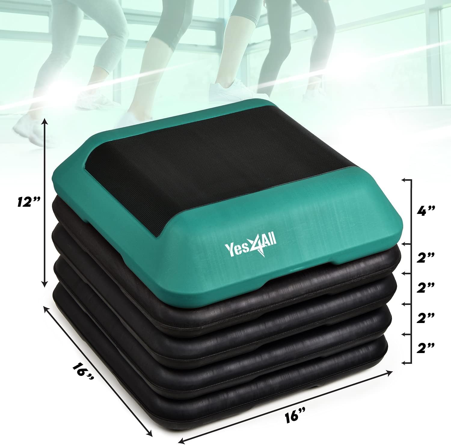Yes4All High Arobic Step Platform & Stackable Risers - Adjustable 4