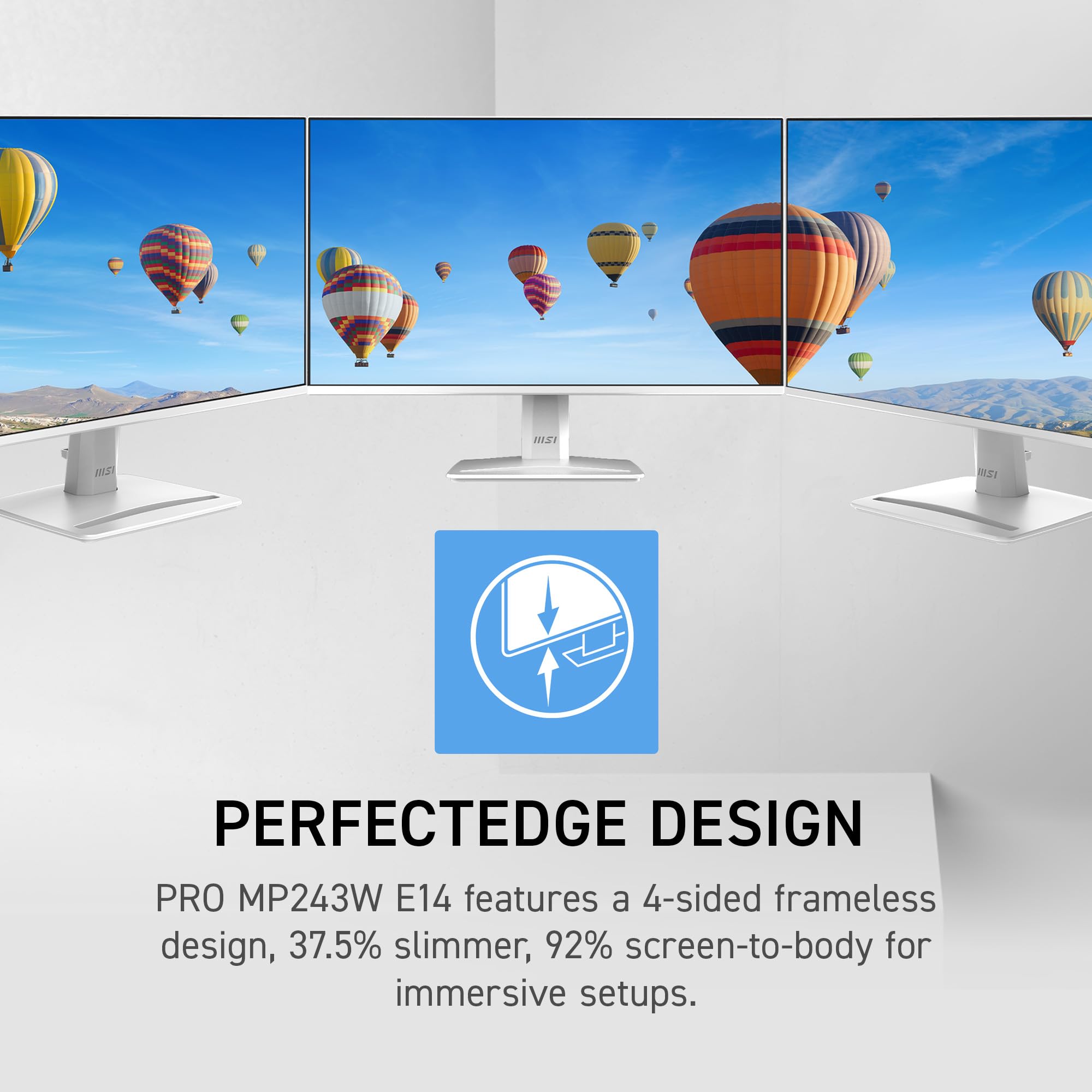 MSI PRO MP243W E14 24-inch IPS 1920 x 1080 (FHD) Computer Monitor, 144Hz, Adaptive-Sync, HDR Ready, HDMI, Display Port, VESA Mountable, Tilt, 4-Side Slim Bezel, 1ms, White 🍁 All In One Marketplace Canada