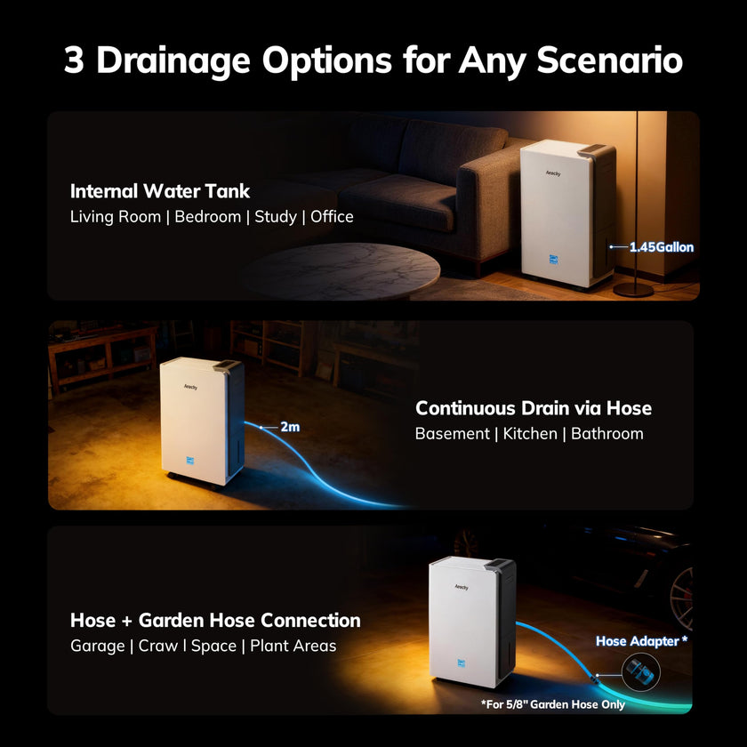 AEOCKY 4500 Sq.Ft Most Efficient Energy Star 2025 Dehumidifier, Max 80 Pint/D Smart Compressor Dehumidifier with Drain Hose, Intelligent Humidistat,for Basement,Bedroom,Home,Bathroom 🍁 All In One Marketplace Canada
