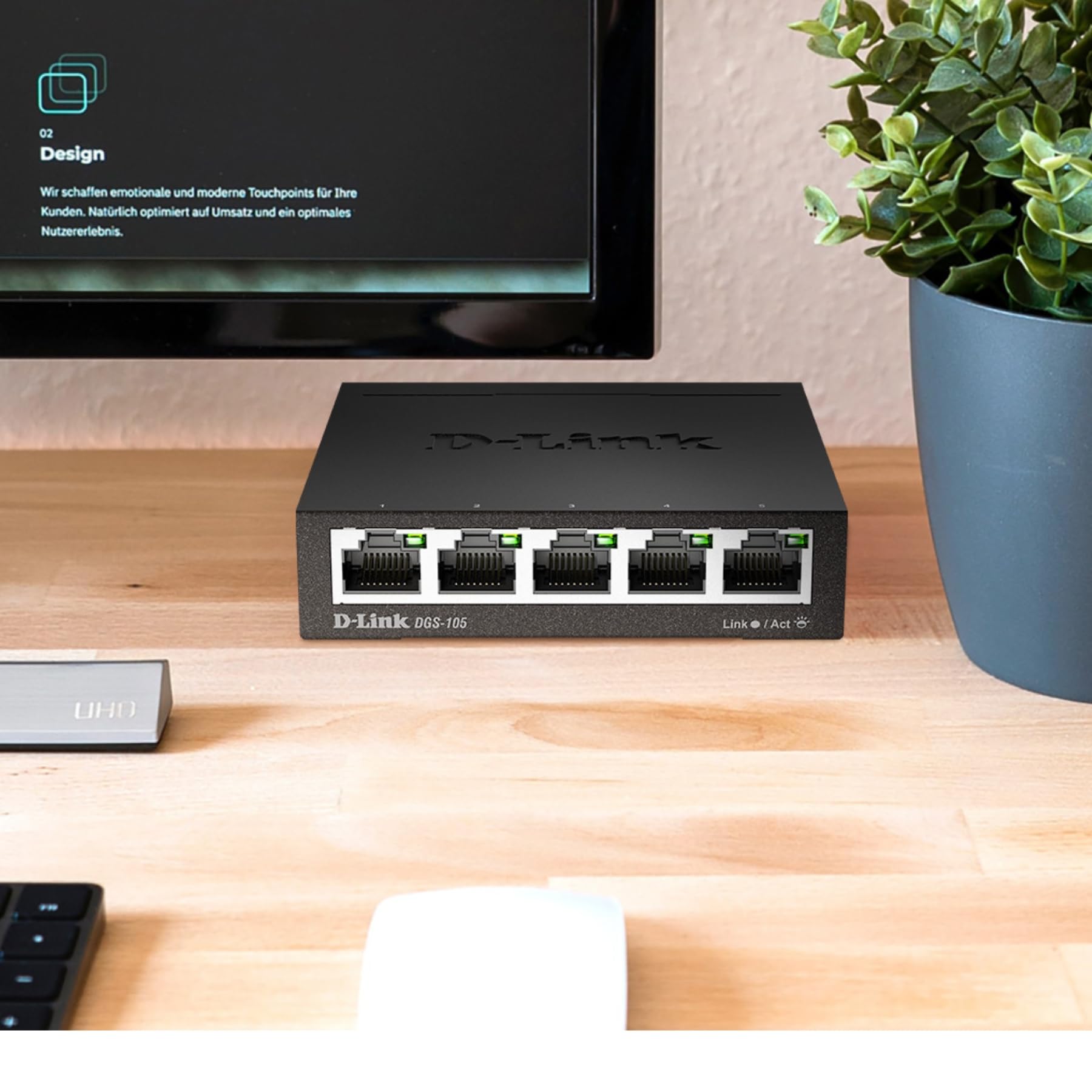 D-Link DGS-105, 5 Port Gigabit Ethernet Switch Unmanaged, Network Splitter, Silent Fanless, Network Hub, Sturdy Metal with Shielded Ports, Desktop/Wall Mount, QoS, Energy Saving, Plug and Play 🍁 All In One Marketplace Canada