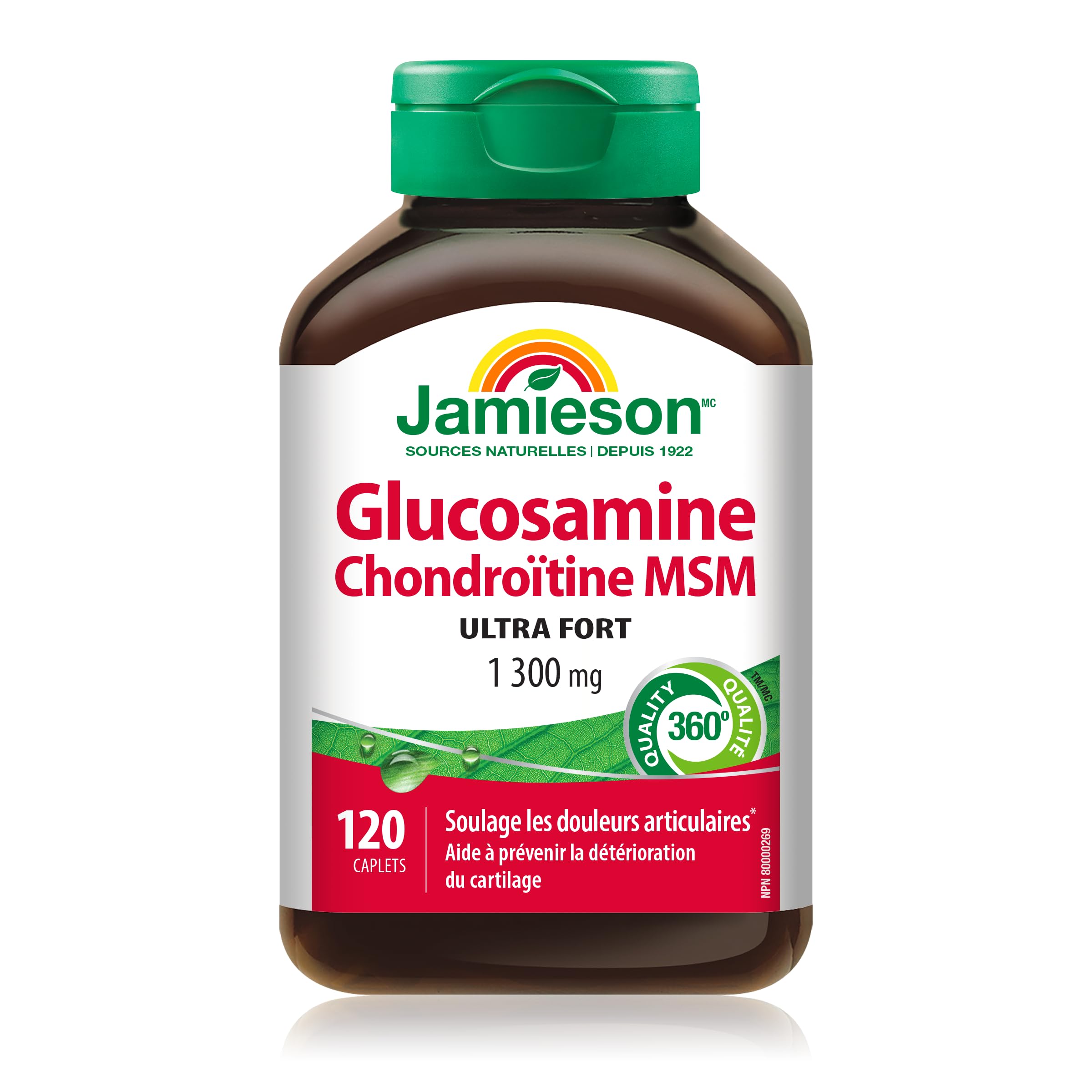 Jamieson Ultra Strength Glucosamine Chondroitin MSM 1300 mg, Provides Joint Pain Relief, Osteoarthritis Support, and Cartilage Deterioration Protection. Non-GMO, Gluten-Free, 120 Caplets, Proudly Canadian 🍁 All In One Marketplace Canada