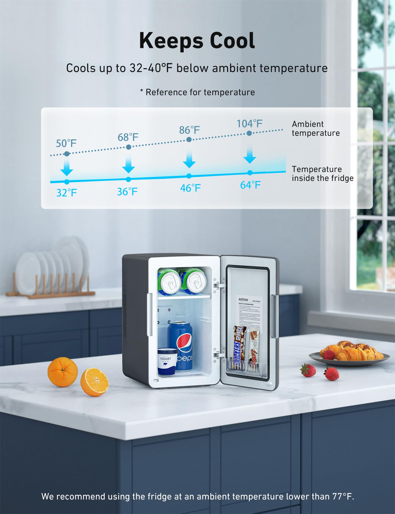 AstroAI Mini Fridge 2.0 Gen, 6 Liter/8 Cans Makeup Skincare Small Fridge 110V AC/ 12V DC Portable Thermoelectric Cooler and Warmer Little Tiny Fridge for Bedroom, Cosmetics,Car (Dark Grey) 🍁 All In One Marketplace Canada