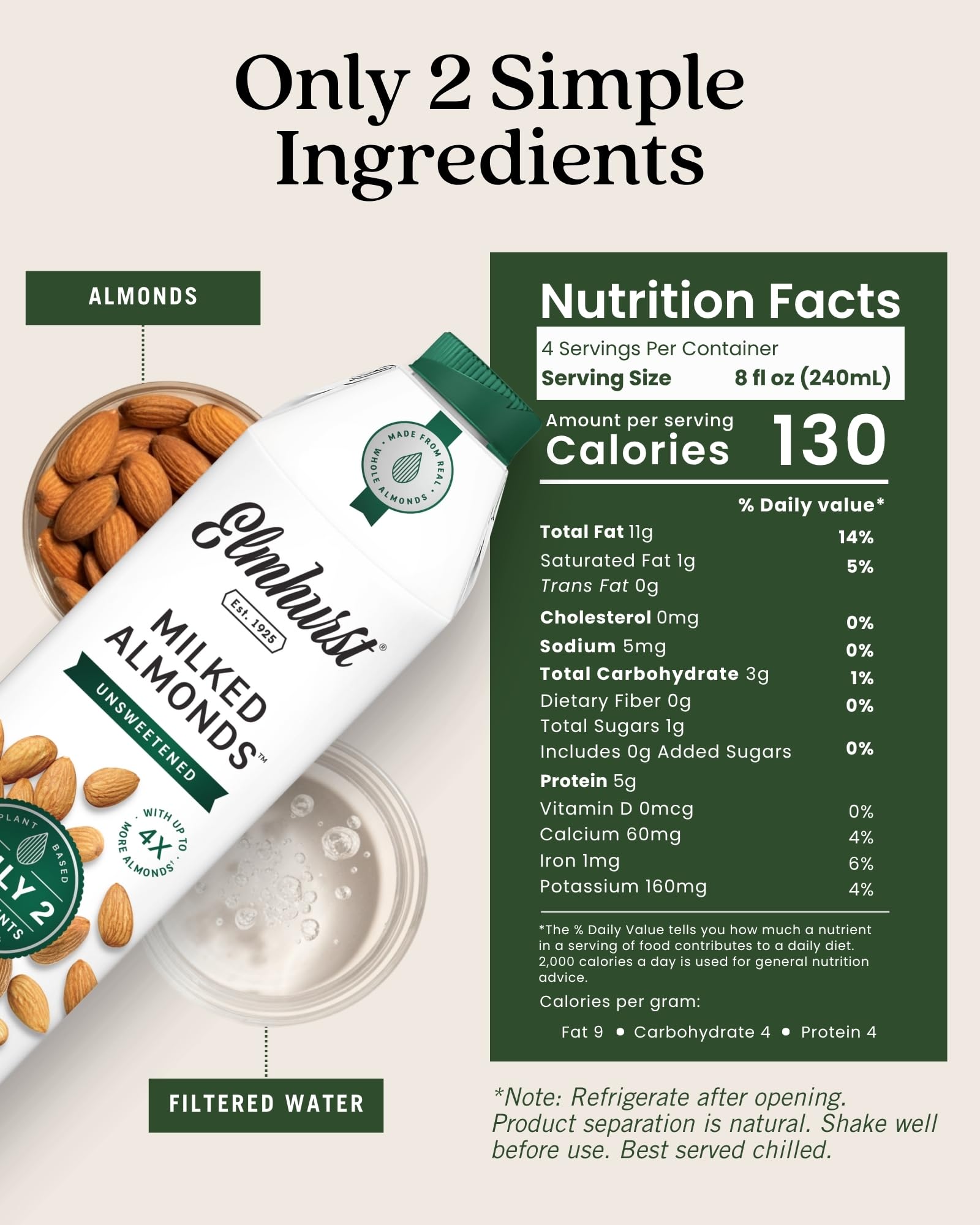 Elmhurst Unsweetened Almond Milk 6x946 ML 🍁 All In One Marketplace Canada