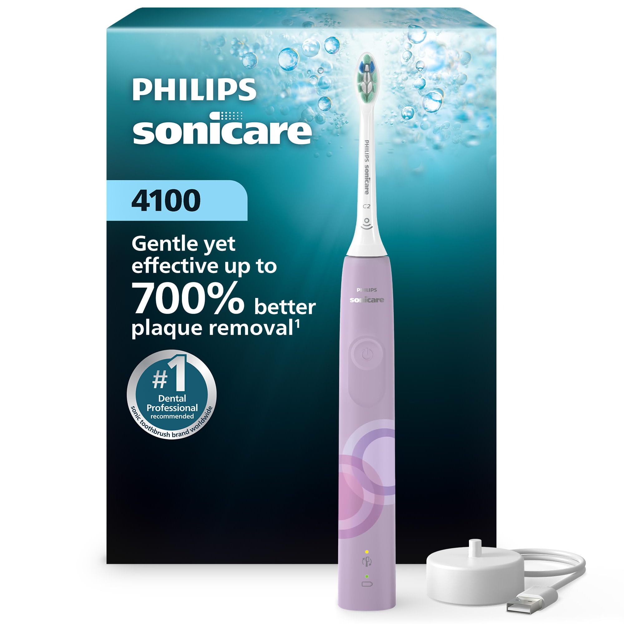 Philips Sonicare 4100 Electric Toothbrush, Sonic Toothbrush with Two Intensity Levels, Pressure Sensor and Timer, Lush Lilac Prismatic, Model HX3689/24 🍁 All In One Marketplace Canada