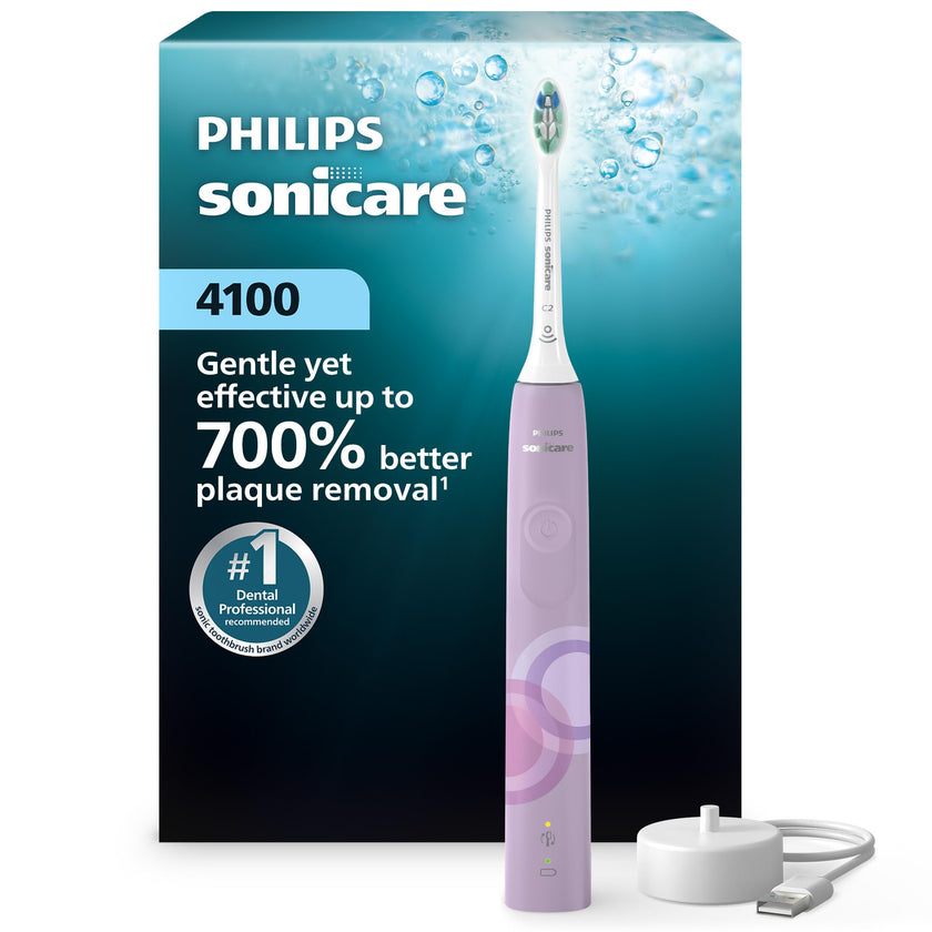 Philips Sonicare 4100 Electric Toothbrush, Sonic Toothbrush with Two Intensity Levels, Pressure Sensor and Timer, Lush Lilac Prismatic, Model HX3689/24 🍁 All In One Marketplace Canada