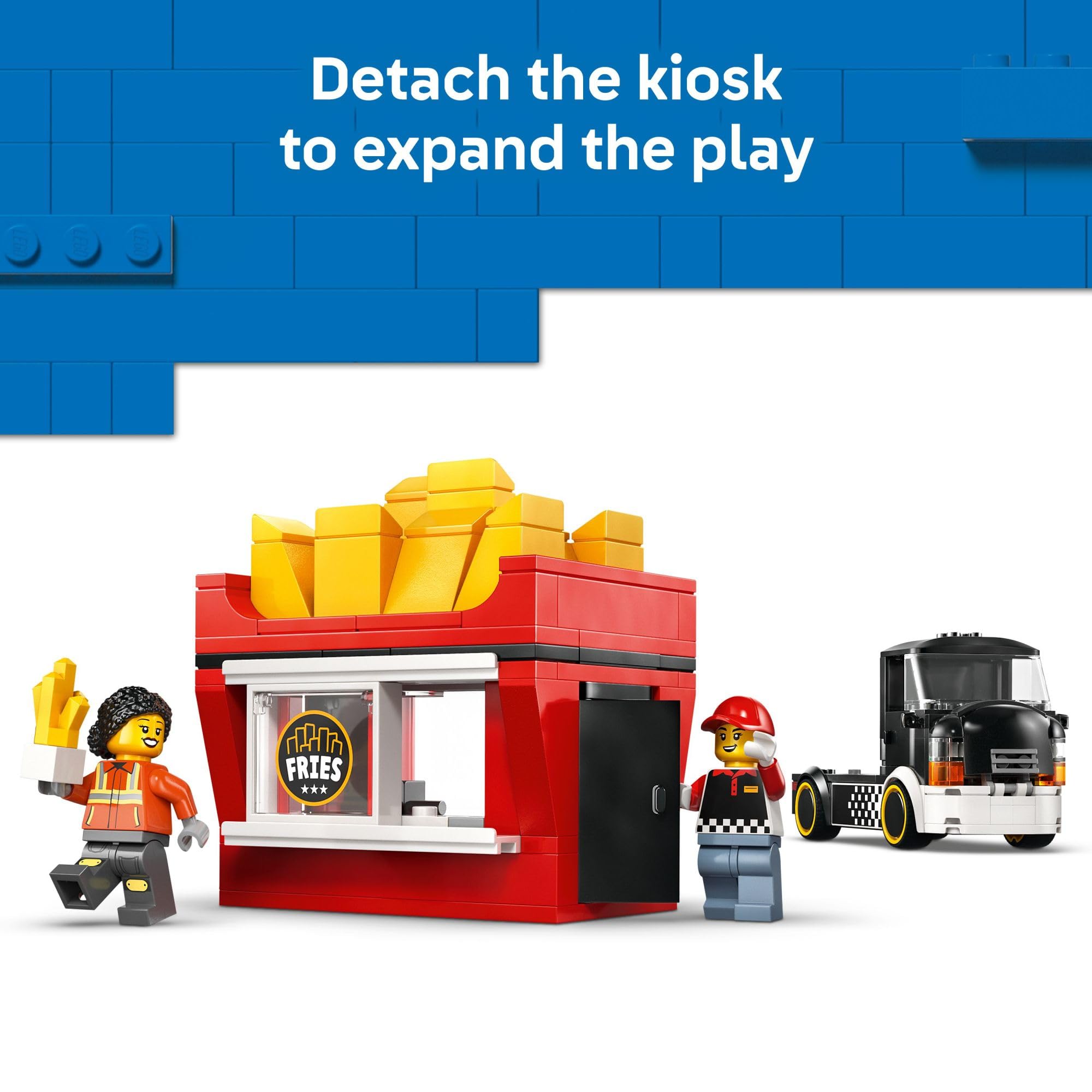 LEGO City Fries Food Truck Building Toy for Kids - Pretend Play Truck Toy for Boys & Girls, Ages 5+ - Mobile Restaurant Playset W/2 Minifigures & Detachable Kiosk - Gift Idea for Birthdays - 60488 🍁 All In One Marketplace Canada