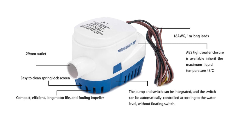 Dontmiss 1100GPH Automatic Submersible Bilge Pump,12V Boat Bilge Pump with Float Switch, High-Flow 3-Blade Impeller, Snap-Off Strainer, 1 1/8'' Outlet - Compact All-in-One for Boats, RV, Ponds & Pools 🍁 All In One Marketplace Canada