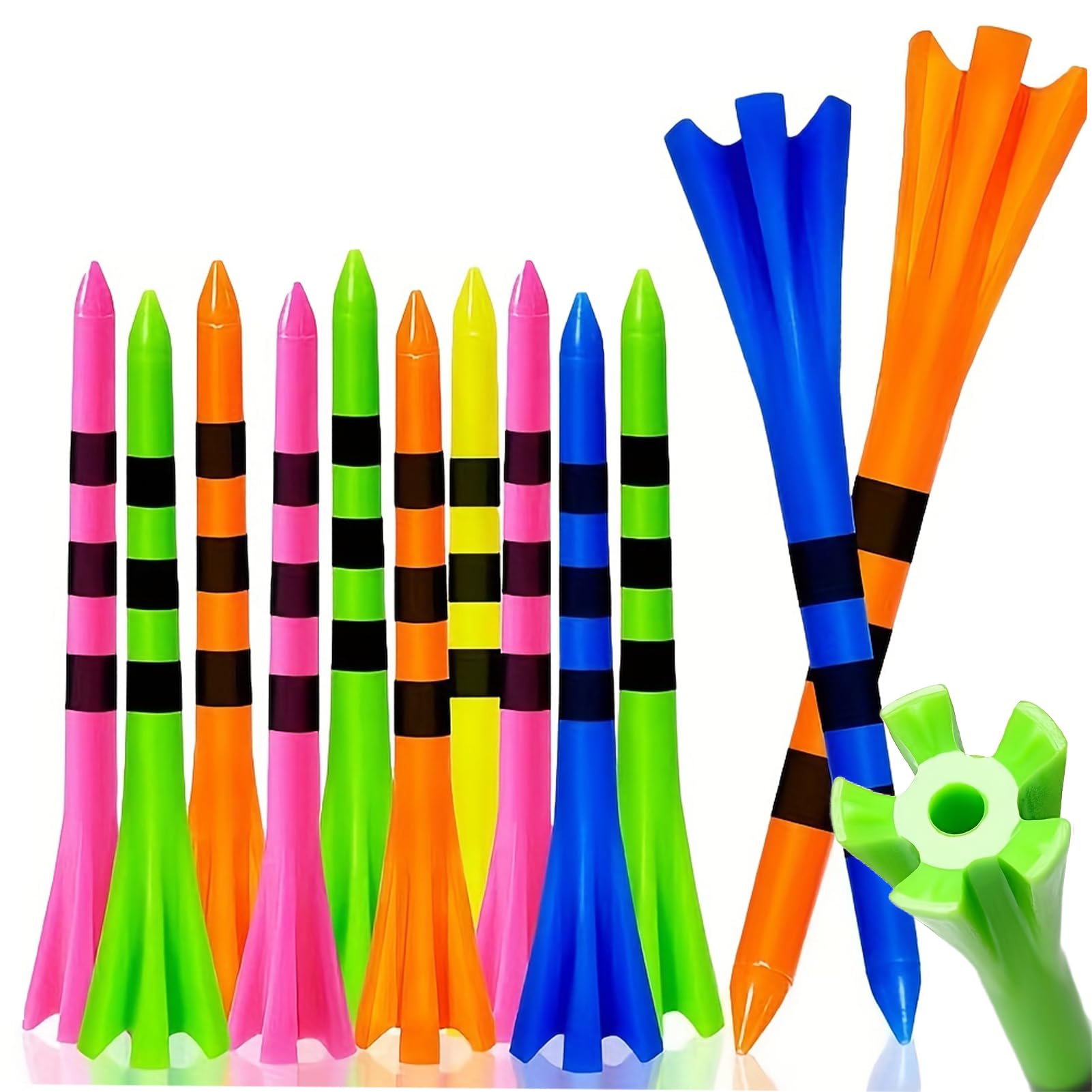 SWINGTEK 120 Pack Plastic Golf Tees,Contain 100 pcs 3-1/4 Inch Unbreakable Long Tees and 20 Short Tees,Mixed Color,Frictional Resistance Reduction 🍁 All In One Marketplace Canada