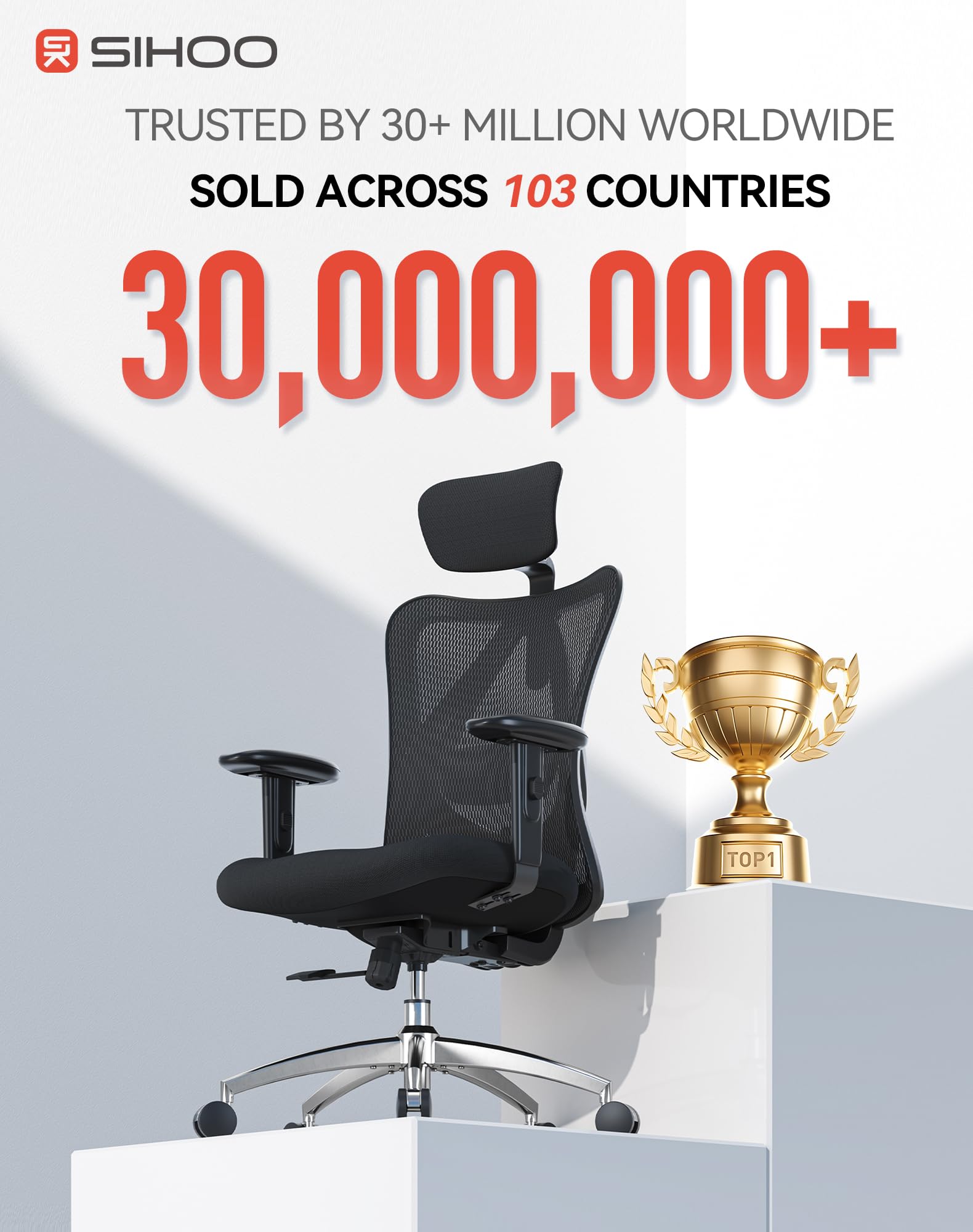 SIHOO Ergonomic Office Chair Computer Chair Desk Chair, Adjustable Headrests Chair Backrest and Armrest's Mesh Chair (Black) 🍁 All In One Marketplace Canada