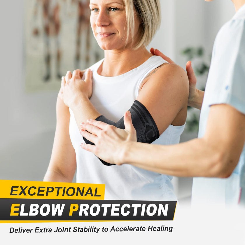 CAMBIVO Elbow Brace for Tendonitis 2 Pack, Tennis Elbow Brace for Men and Women, Elbow Compression Sleeve, Elbow Support for Tennis Elbow, Golf Elbow, Workouts, Weightlifting(Black, Medium) 🍁 All In One Marketplace Canada