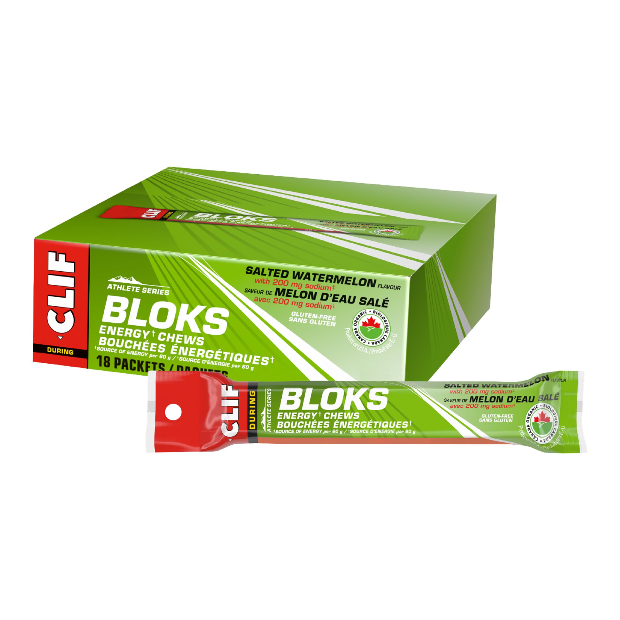 CLIF BLOKS Energy Chews, Salted Watermelon flavour, Gluten Free, Organic, No Artificial Flavours, 60 g (Pack of 18) 🍁 All In One Marketplace Canada