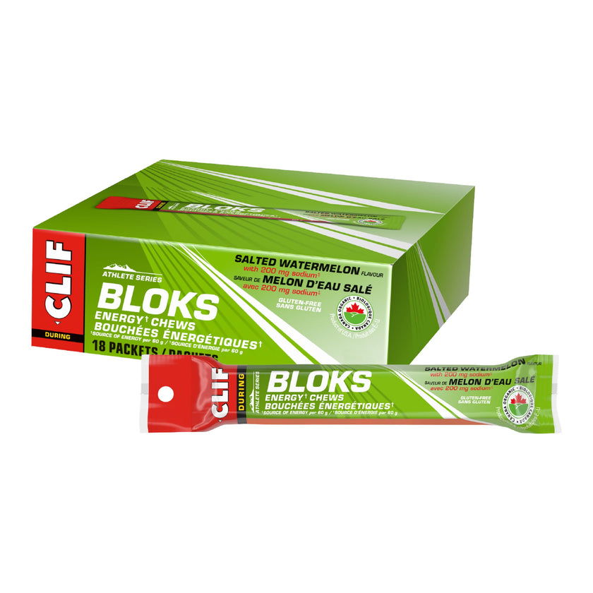 CLIF BLOKS Energy Chews, Salted Watermelon flavour, Gluten Free, Organic, No Artificial Flavours, 60 g (Pack of 18) 🍁 All In One Marketplace Canada