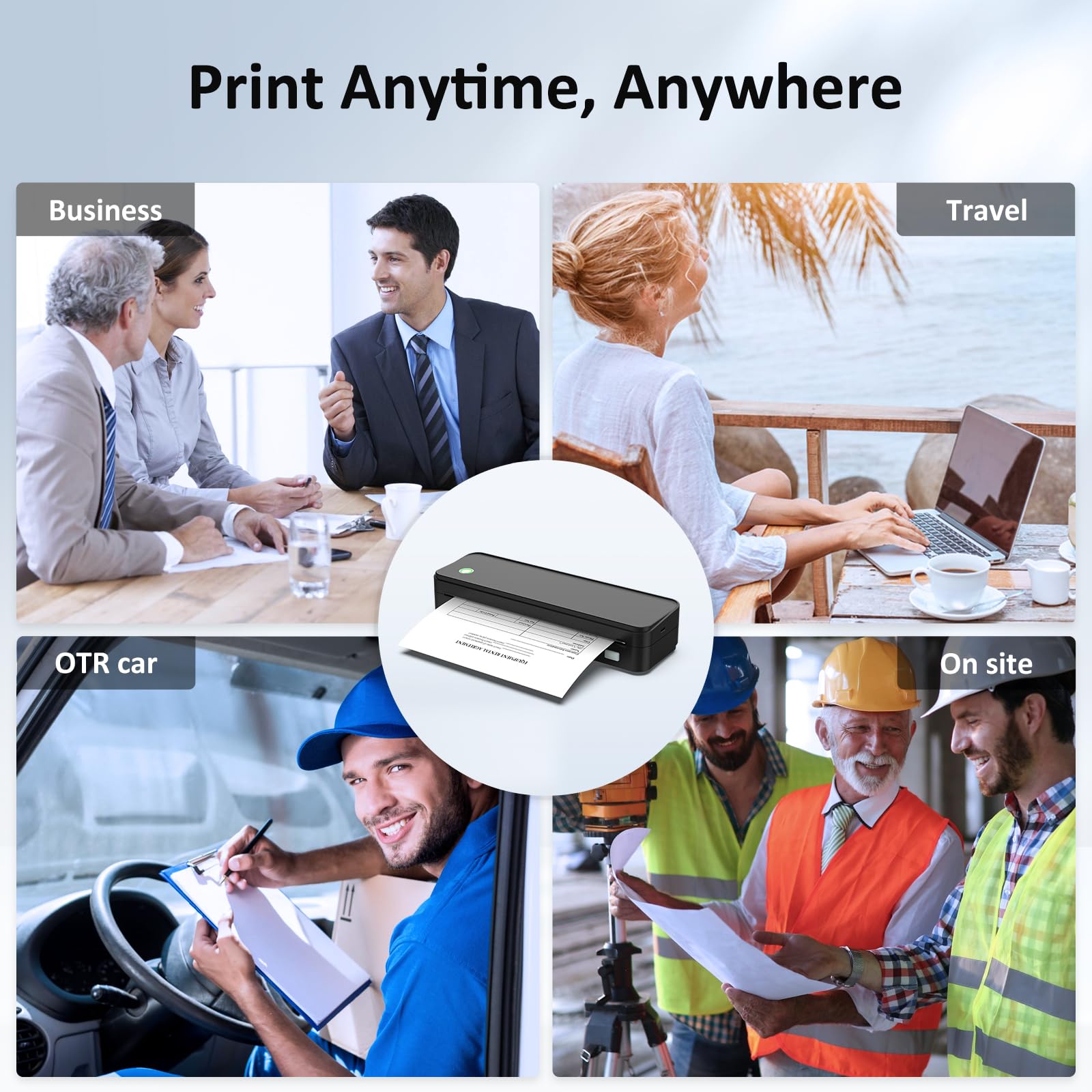 Gloryang Inkless Portable Printer for Travel, Wireless Thermal Printer Supports 8.5 x 11 Inch & A4 Size, Bluetooth Printer Includes Carry Case and 3 Rolls of Thermal Paper Kit, Black 🍁 All In One Marketplace Canada