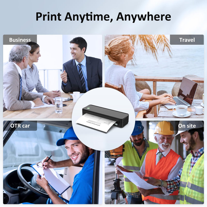 Gloryang Inkless Portable Printer for Travel, Wireless Thermal Printer Supports 8.5 x 11 Inch & A4 Size, Bluetooth Printer Includes Carry Case and 3 Rolls of Thermal Paper Kit, Black 🍁 All In One Marketplace Canada