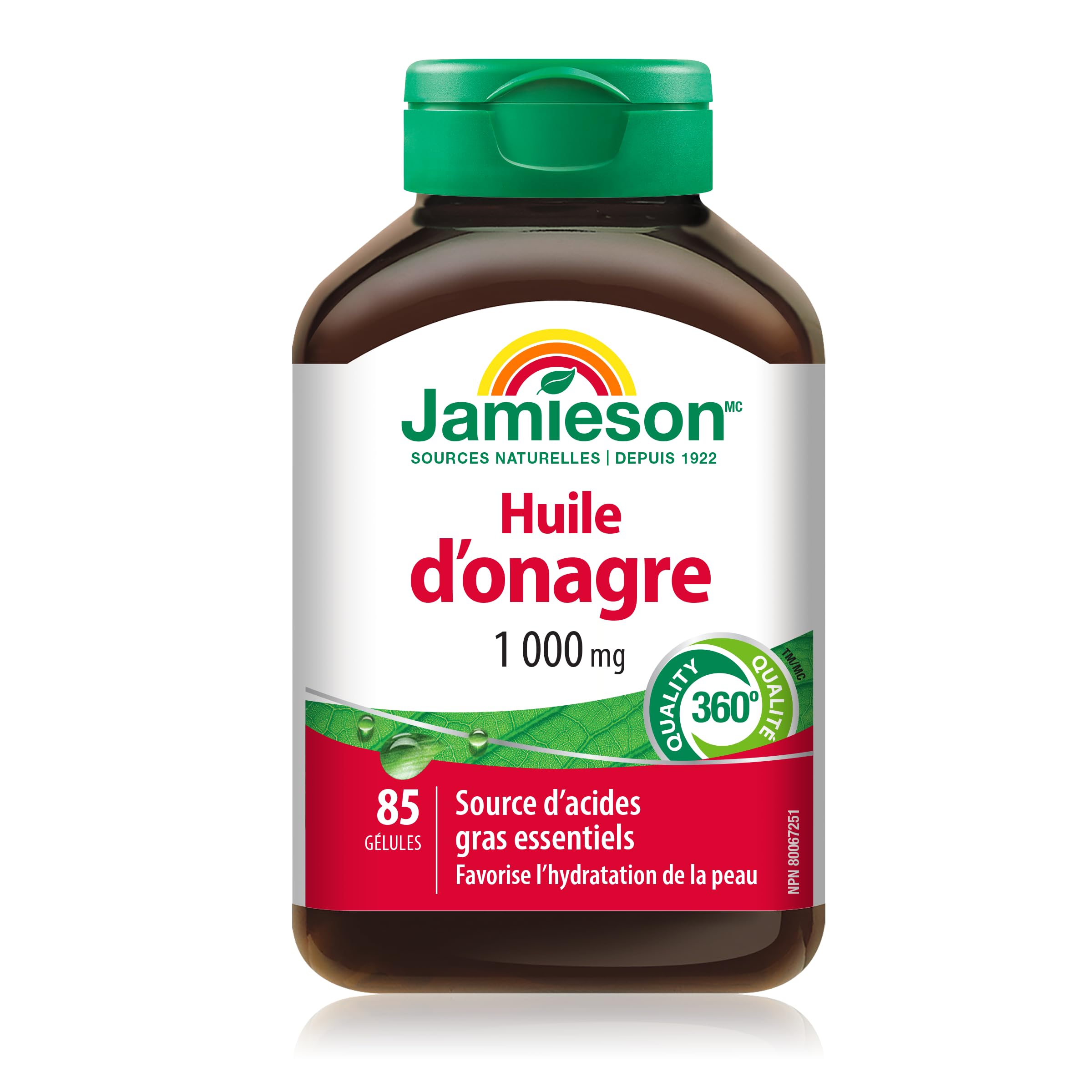 Jamieson Evening Primrose Oil 1,000 mg, Omega-6, Supports Skin Hydration, Skin Smoothness, Reduces Acne Symptoms, and Provides Ezcema Symptom Support. Non-GMO, Gluten-Free, 85 Softgels, Proudly Canadian 🍁 All In One Marketplace Canada