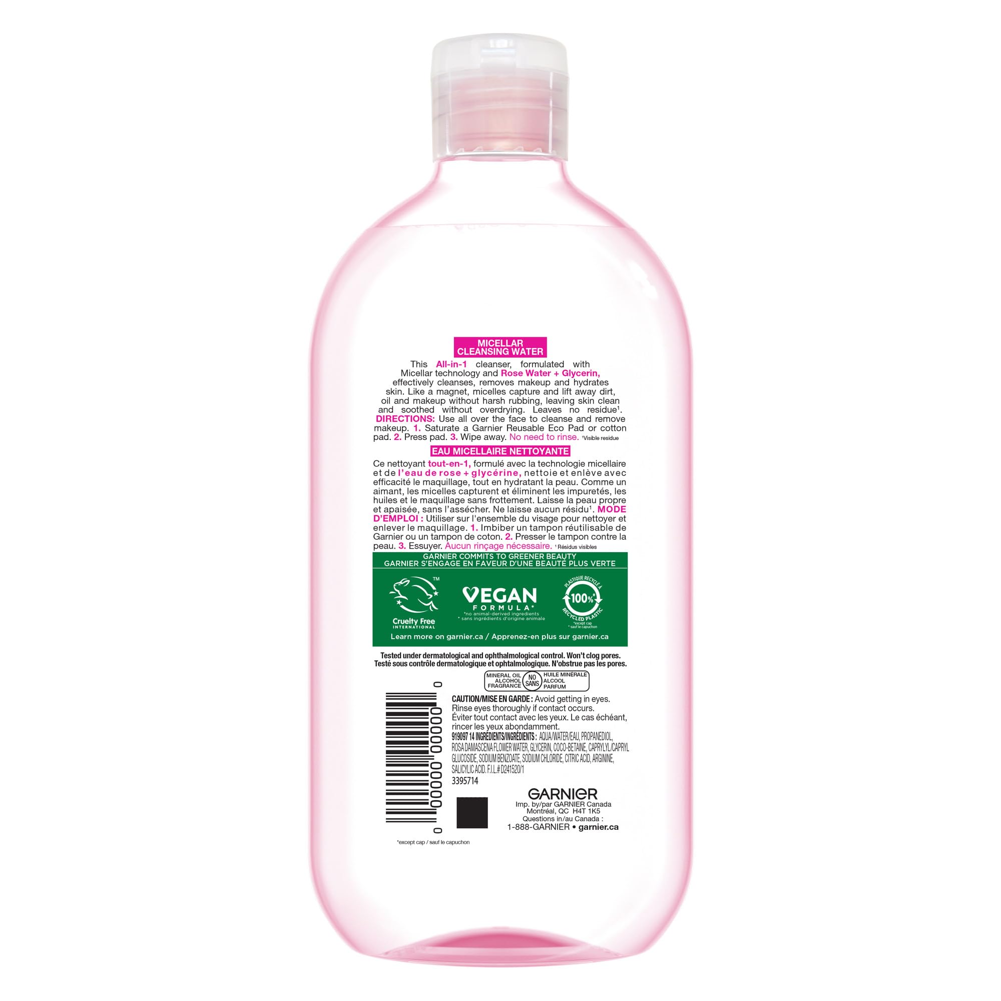 Garnier Micellar Cleansing Water, All-In-One Hydrating Makeup Remover, Face Cleanser With Rose Water & Glycerin, Hypoallergenic, Sensitive to Dry Skin, 700ml 🍁 All In One Marketplace Canada