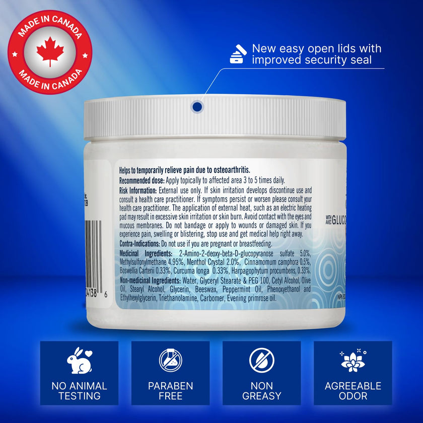 Cooling Arthritis Pain Relief Cream – Non-Greasy & Fast Absorbing Joint Cream with Glucosamine, MSM, Turmeric, Camphor & Menthol. For Joints, Muscles, Hands, Knees, Neck & Back. Made in Canada. 🍁 All In One Marketplace Canada