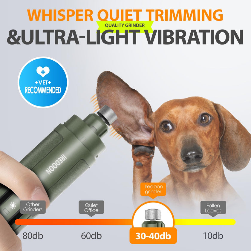 IREDOON Dog Nail Grinder Upgraded - Professional 3-Speed Super Quiet and Low Vibration Electric Pet Nail Grinder with 4 LED Lights - Painless Paws Grooming & Smoothing for Small to Large Dogs (Green) 🍁 All In One Marketplace Canada