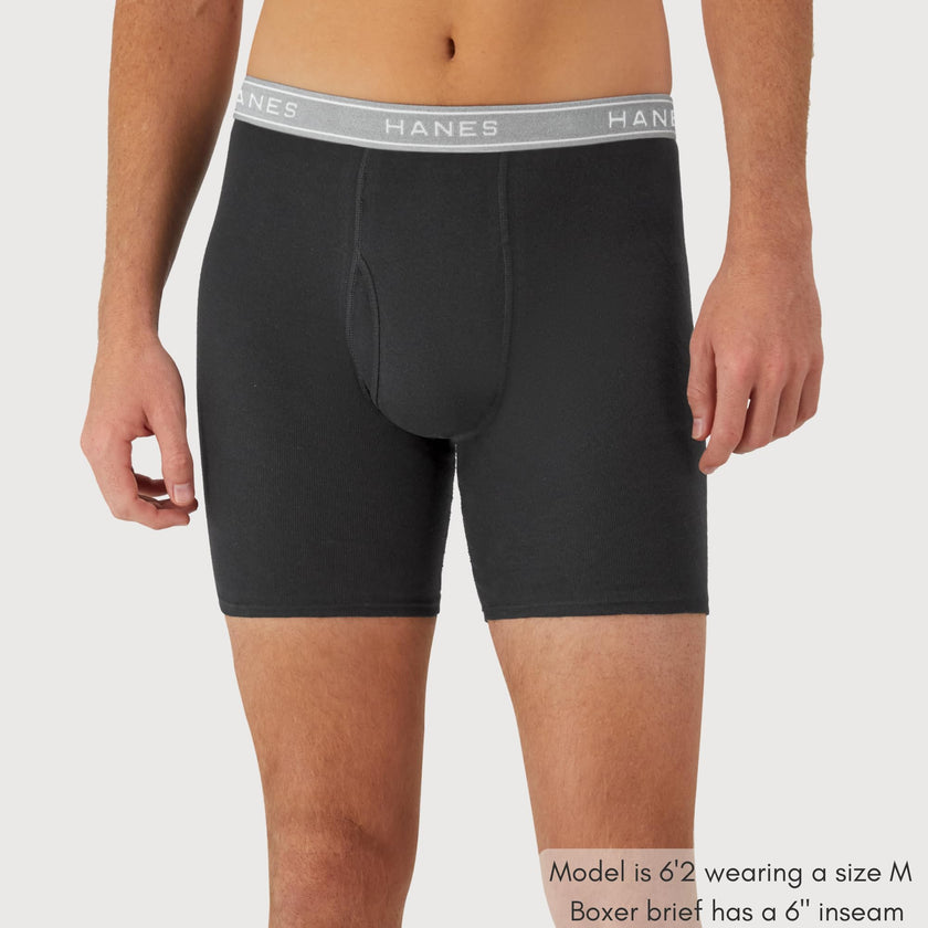 Hanes Boxer Briefs, Cool Dri Moisture-Wicking Underwear, Cotton No-Ride-up for Men, Multi-Packs Available, 6 Pack - Black/Gray, Large 🍁 All In One Marketplace Canada