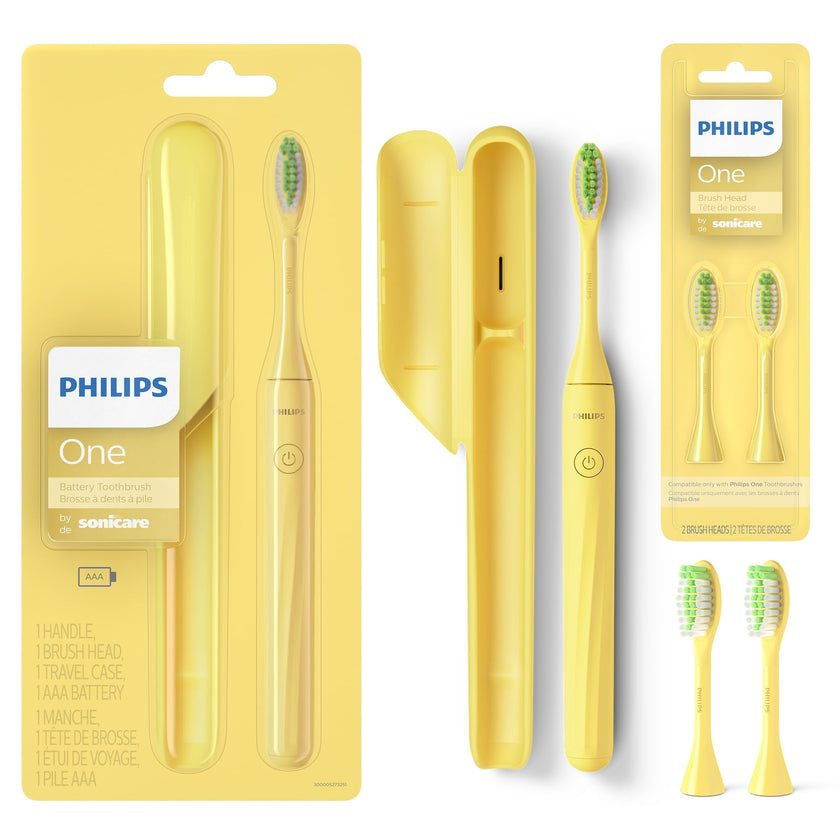 Philips One by Sonicare Battery Toothbrush, Brush Head Bundle, Mango, BD30001/AZ 🍁 All In One Marketplace Canada