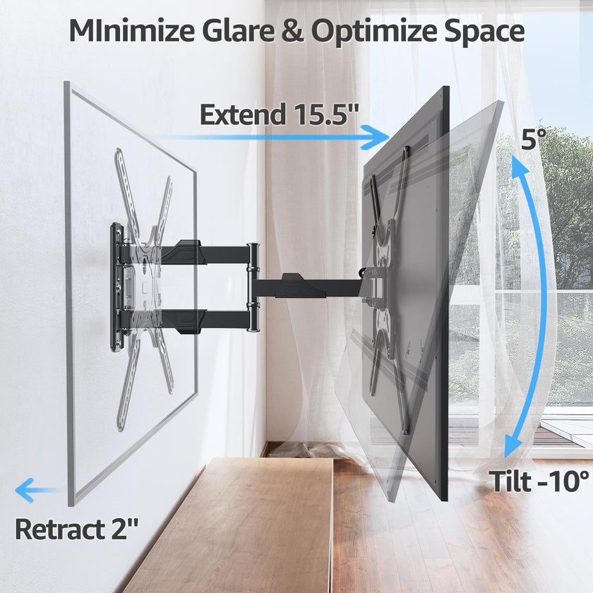 MOUNTUP TV Wall Mounts for Most 26-60 Inches TVs, Full Motion TV Bracket with Swivel and Extension, Articulating Arms, Tilt, Leveling, Single Stud Design, Max VESA 400x400mm up to 77lbs, MU0009 🍁 All In One Marketplace Canada