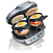 Hamilton Beach Dual Breakfast Sandwich Maker with Audible Timer, Ready in 5 Minutes, Removable Dishwasher Safe PFAS-Free Non-Stick Egg Cooker Ring, Silver (25490MNC) 🍁 All In One Marketplace Canada
