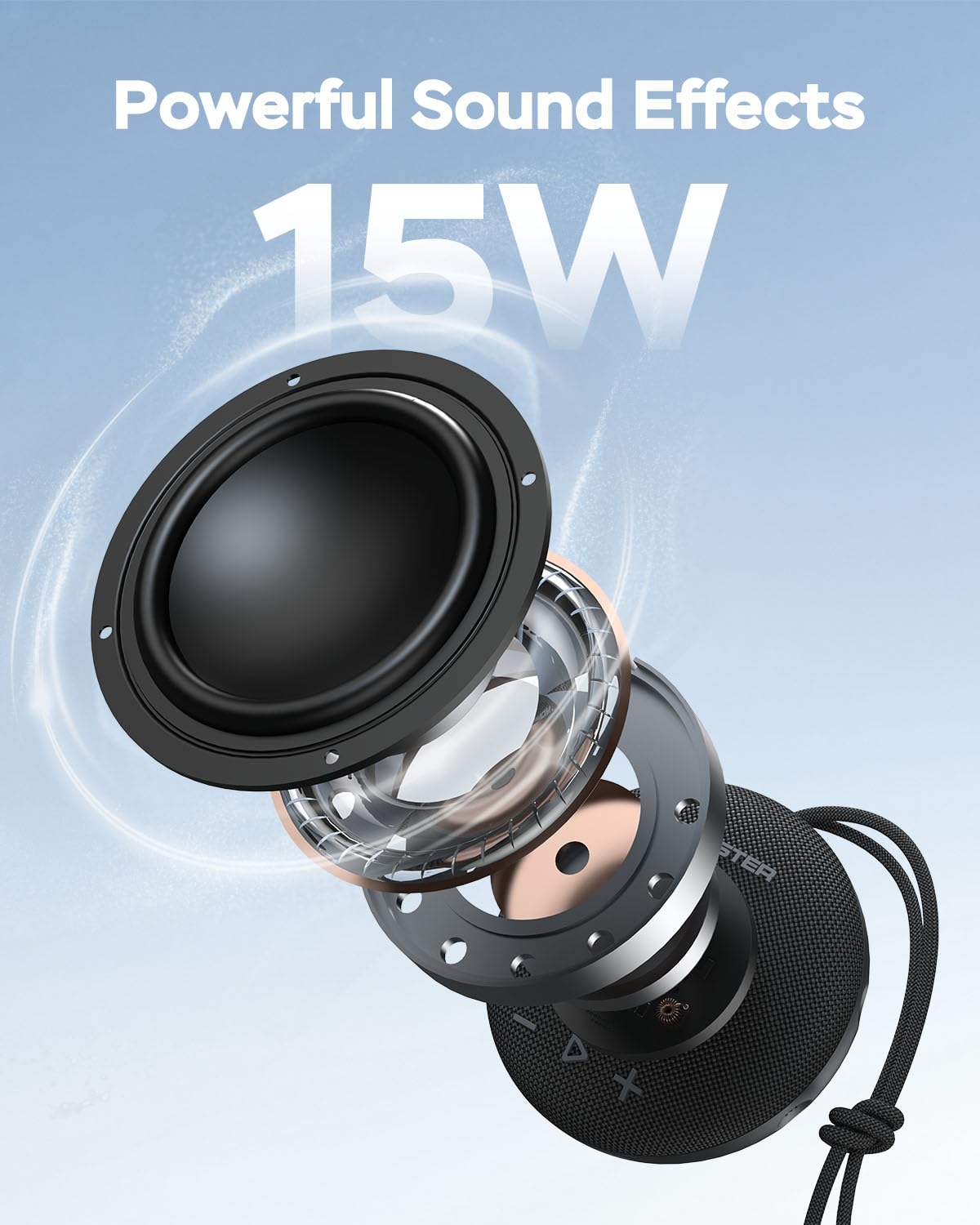Monster Bluetooth Speaker, IPX8 Shower Speaker Waterproof, Bluetooth 5.4 with Loud HD Sound and Robust Bass, Extra Long Playtime Punchy, for Home, Beaches Portable Wireless Outdoor Speakers 🍁 All In One Marketplace Canada