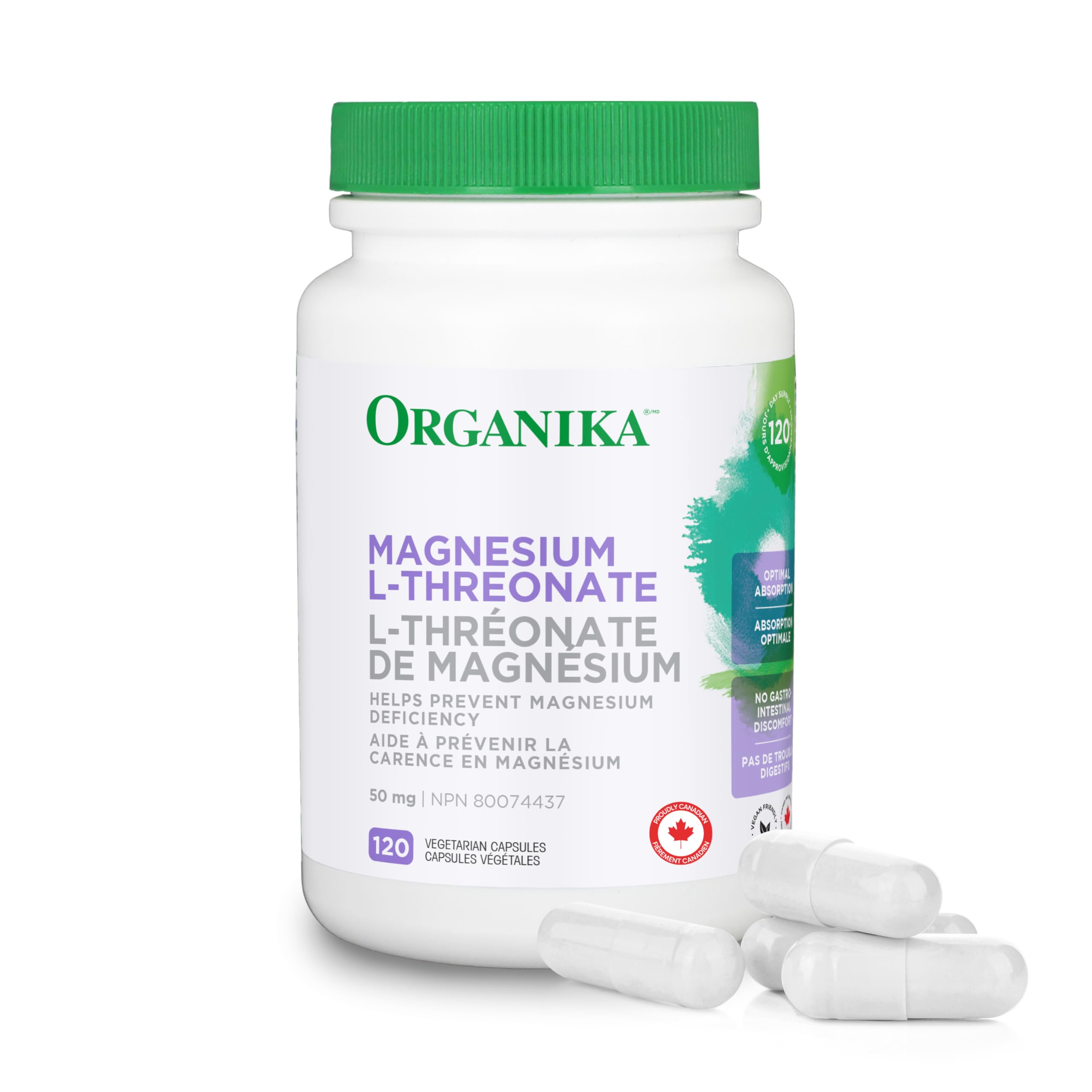 Organika Magnesium L-Threonate- High Absorption to Boost Magnesium Levels- 120vcaps 🍁 All In One Marketplace Canada