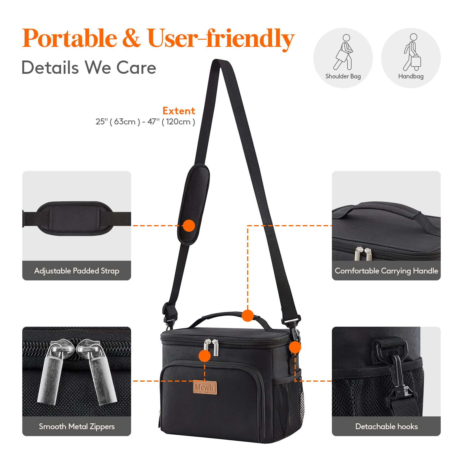 Lifewit Insulated Lunch Bag for Men, Reusable Lunch Box Women, Portable Cooler Freezable Soft Tote Bag Leakproof with Adjustable Shoulder Strap for Adult/Kid for Work/Picnic/School,Black 9L 🍁 All In One Marketplace Canada