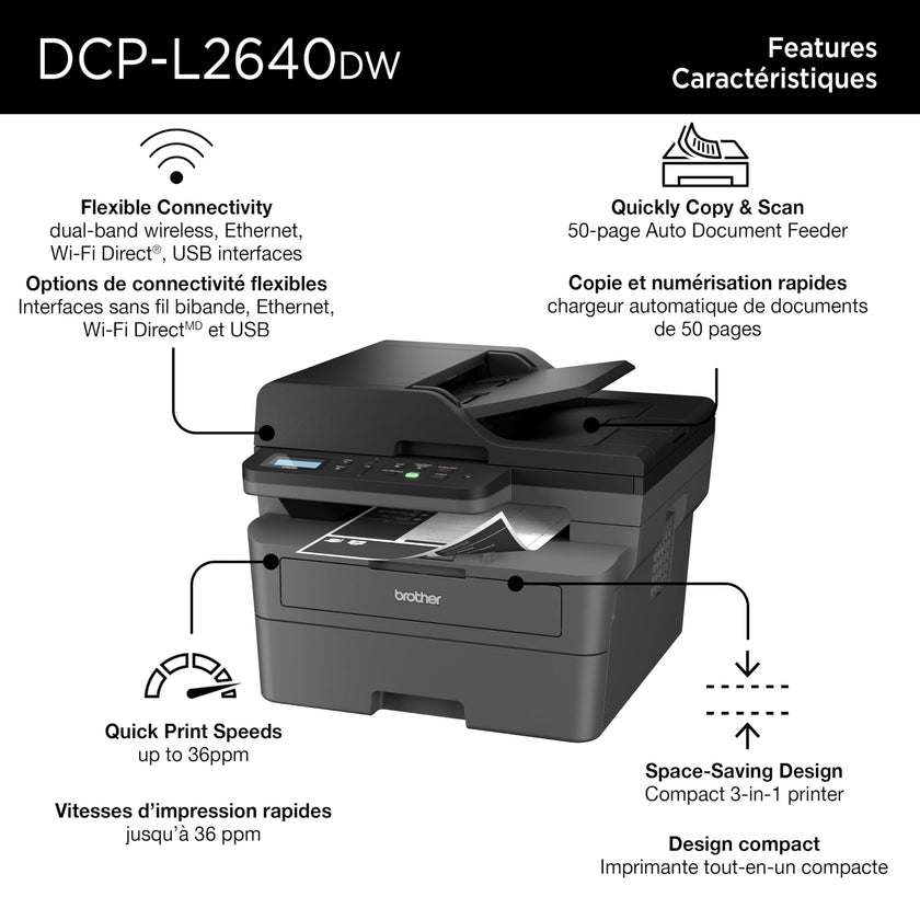 Brother DCP-L2640DW Business Monochrome Multifunction Laser Printer with 700 Prints in-Box 🍁 All In One Marketplace Canada