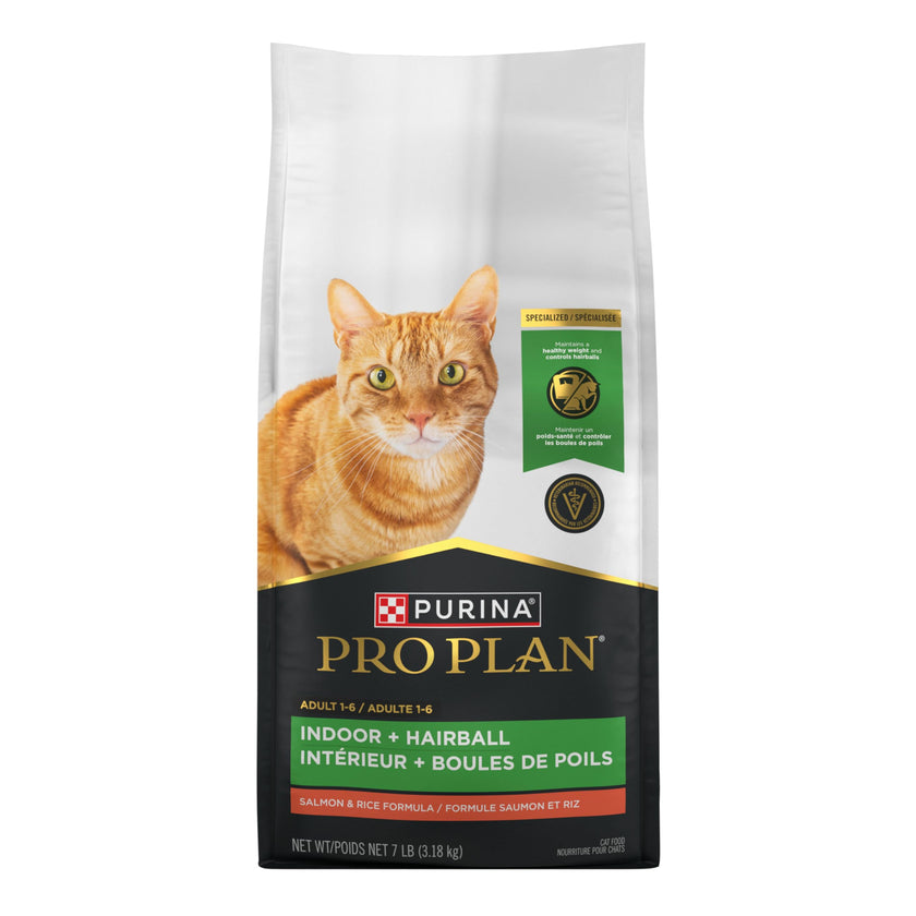 Purina Pro Plan Dry Cat Food, Specialized Indoor Hairball Salmon & Rice - 3.18 kg Bag (1 Pack) 🍁 All In One Marketplace Canada